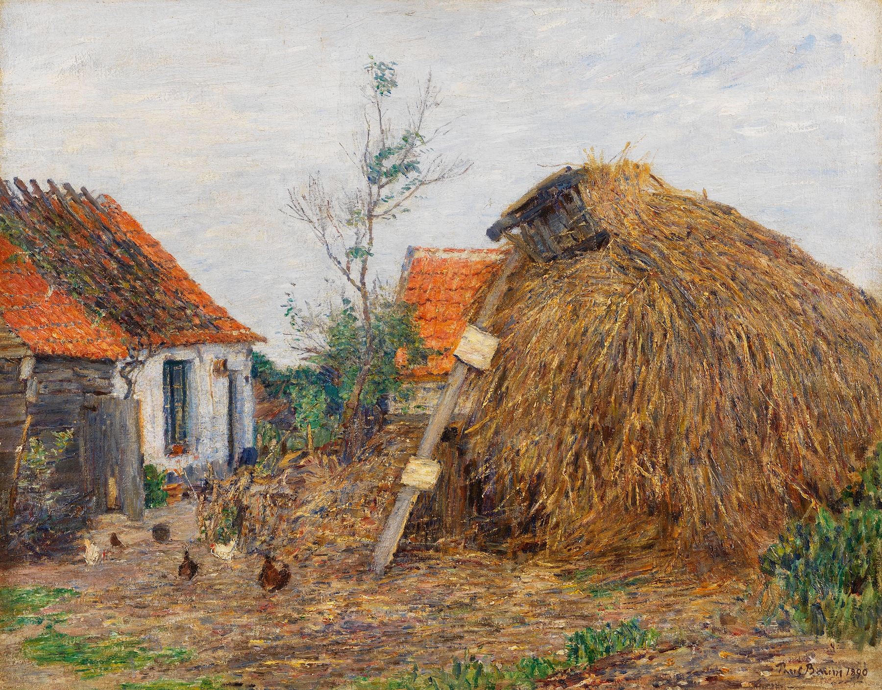 Bauernhof mit Heuhaufen, by Paul Baum, public domain