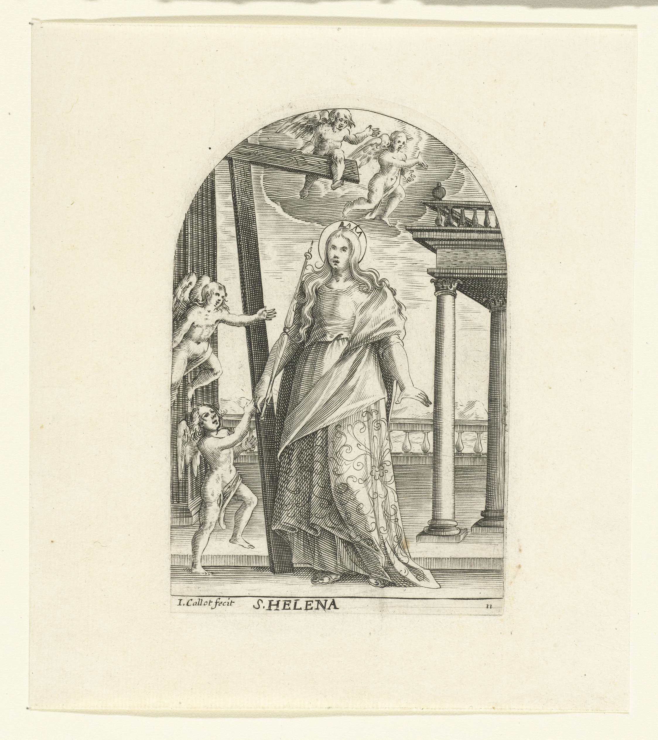Heilige Helena engraving by Jacques Callot depicting a saint in flowing robes.