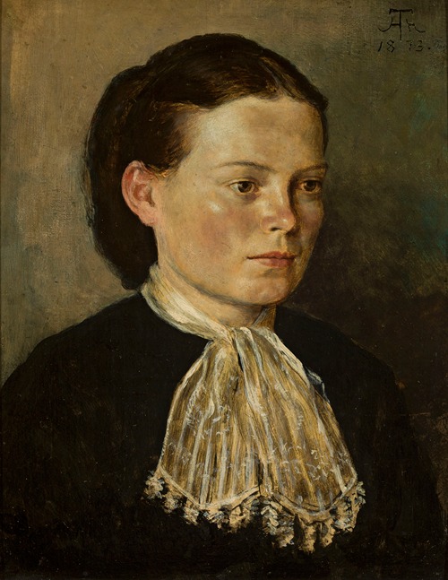 Portrait of Agathe by Hans Thoma showcases the artist's sister with a serene expression.