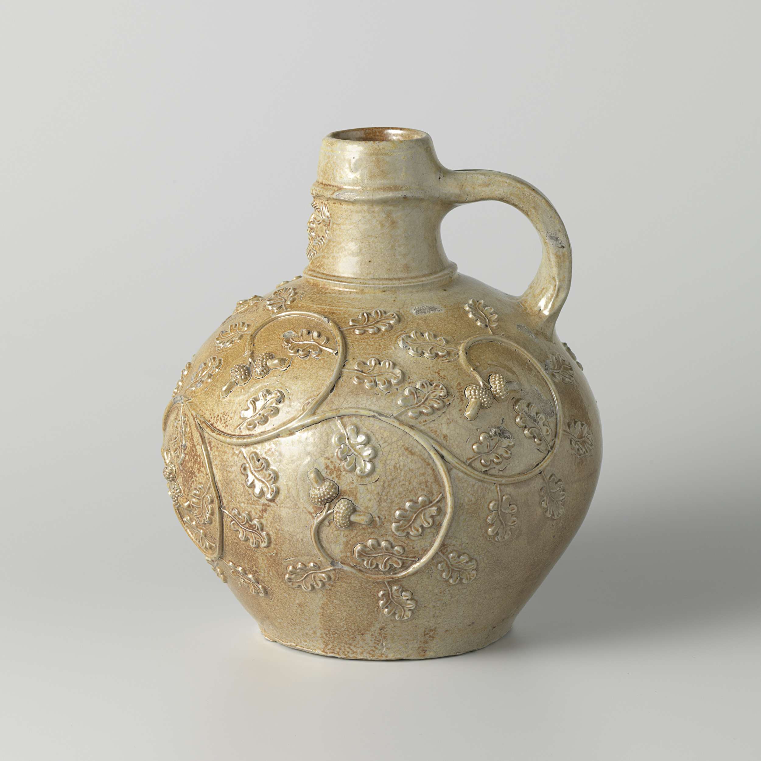 Bartmann (bearded-man) jug with floral decoration, by Unknown Artist, public domain