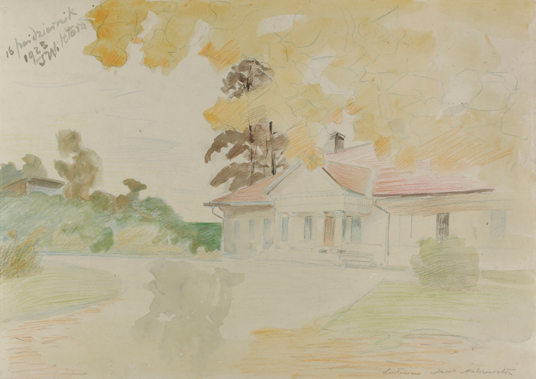 Manor house in Lusławice, by Jacek Malczewski, public domain