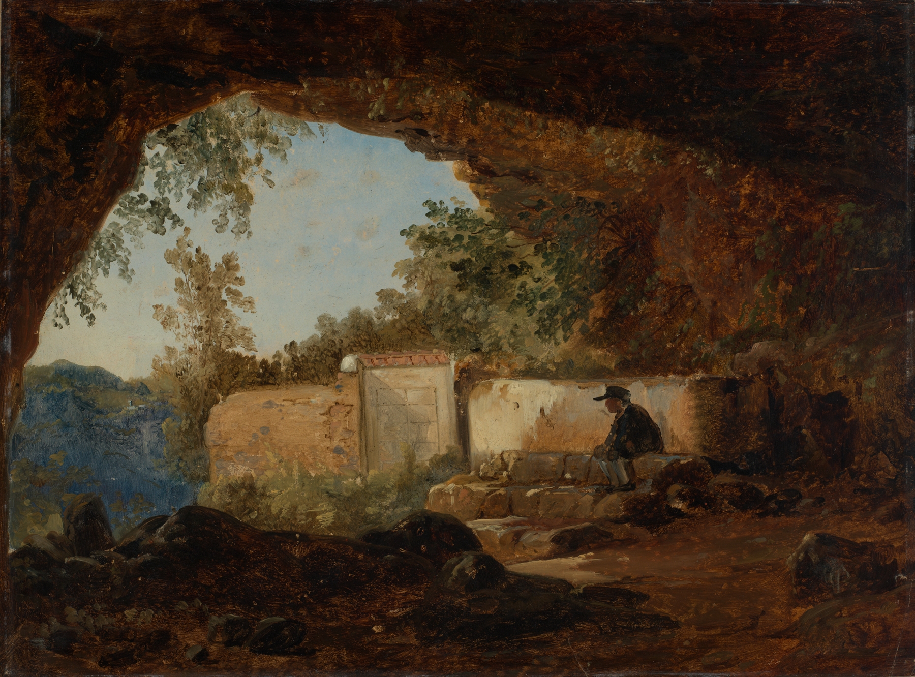 Grotte by Johann Baptist Kirner, depicting a cavern with light illuminating stalactites, medium unknown.