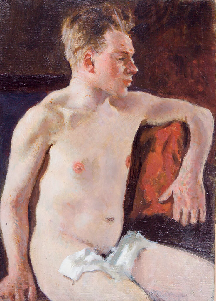 Portrait of a seated young man in profile, oil on canvas by Denman Waldo Ross.