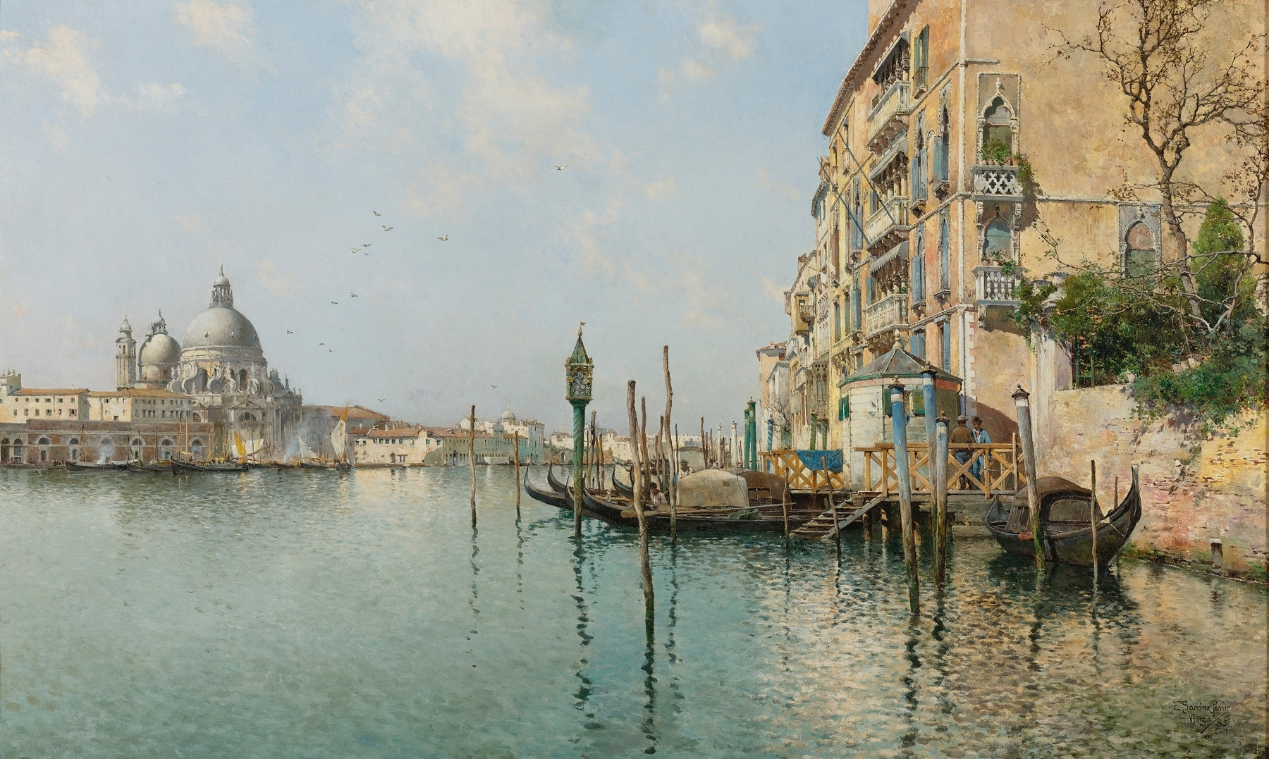 Oil painting by Emilio Sánchez-Perrier depicting the Grand Canal in Venice.