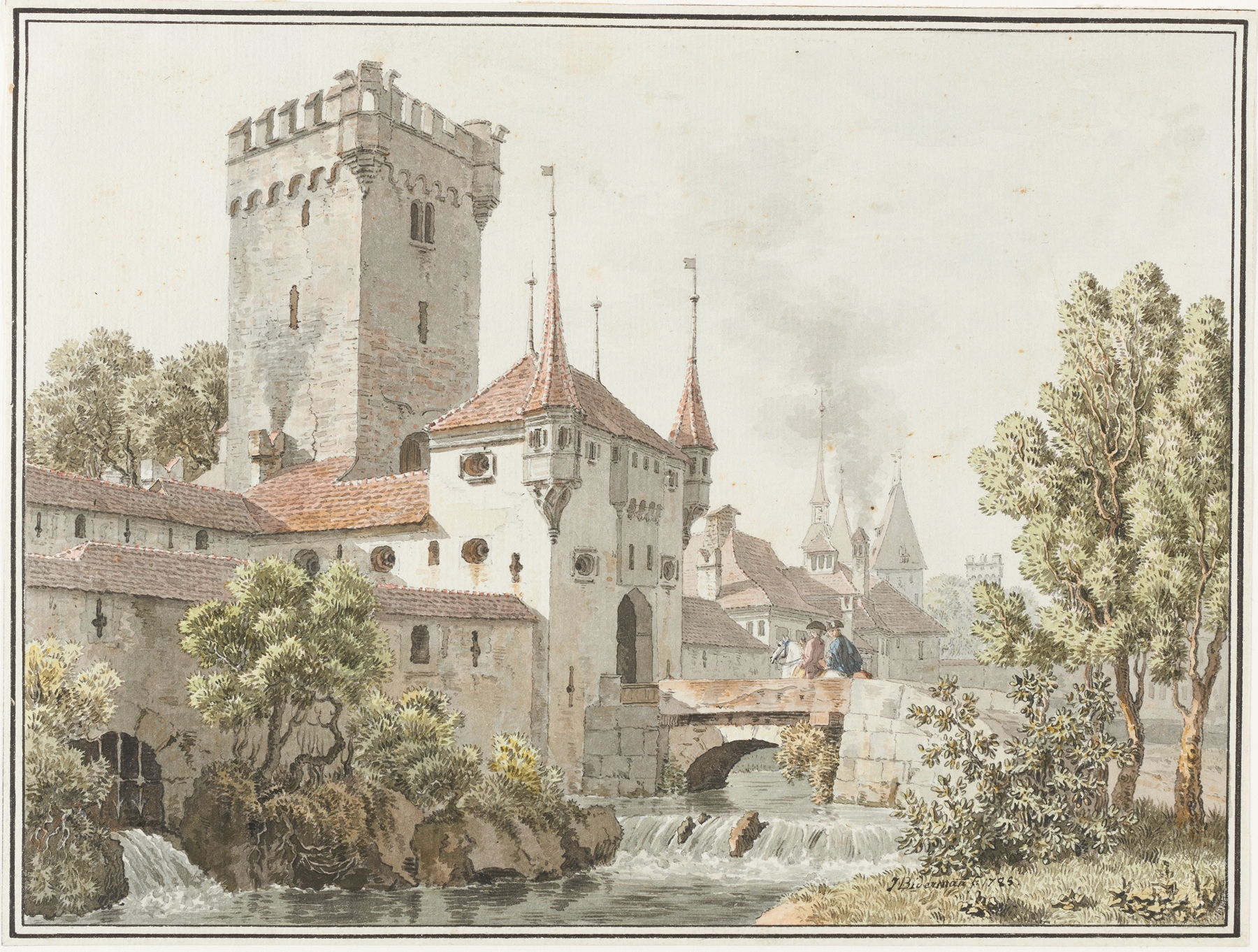 Architecture of Golatenmattgasstor by Johann Jakob Biedermann, oil painting