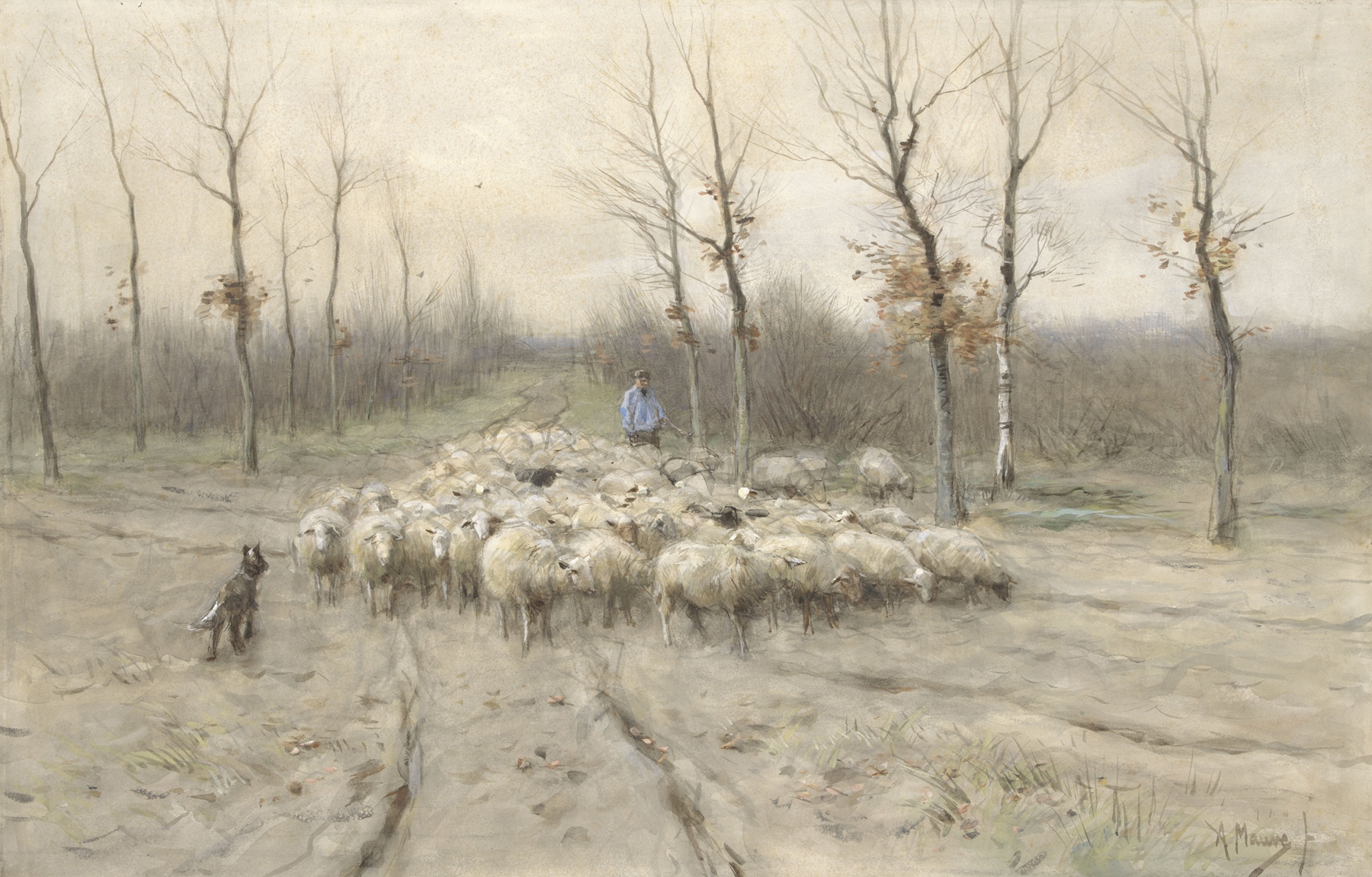 Schapenkudde op de heide bij Laren, by Anton Mauve, public domain