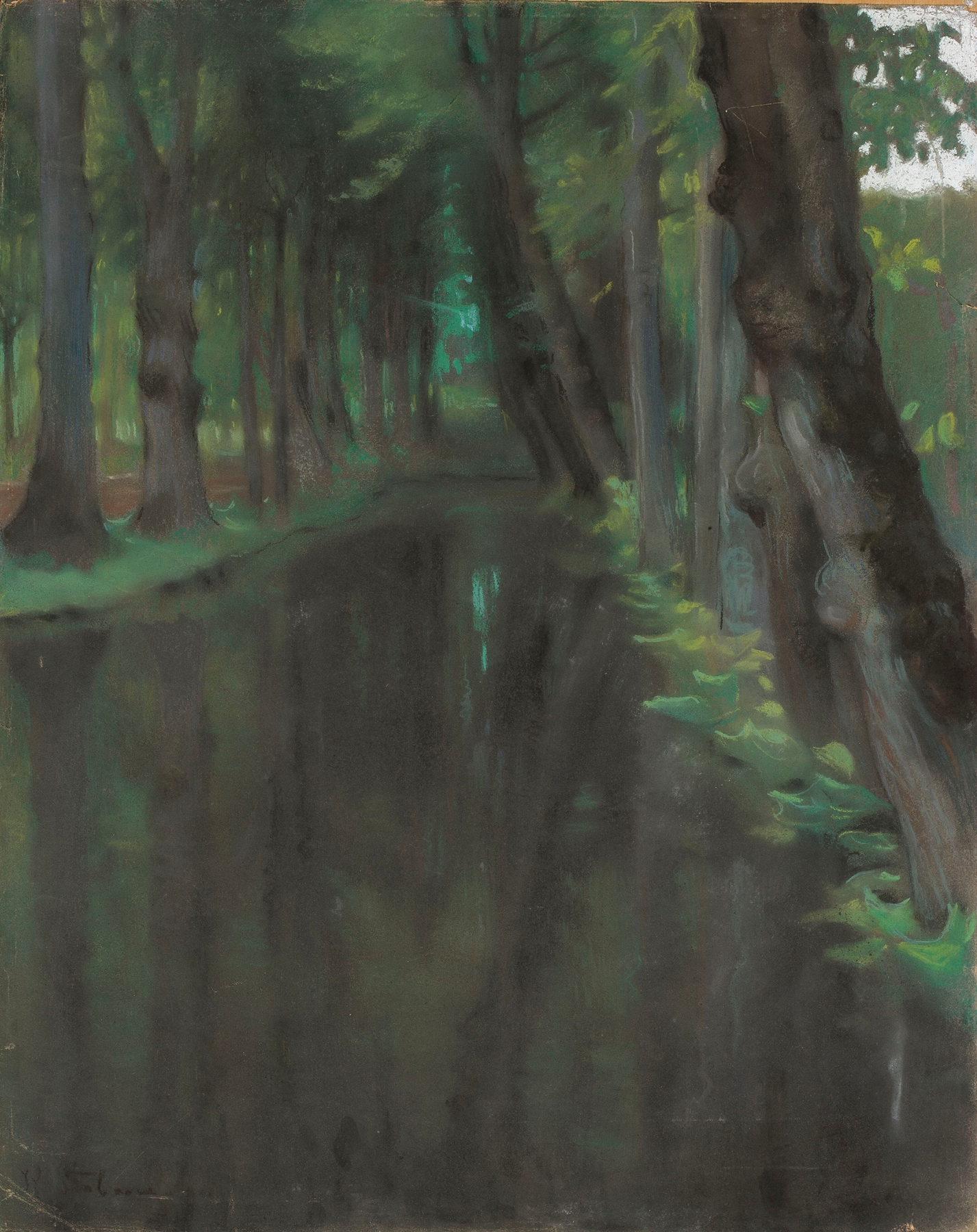 Canal in an Italian park by Kazimierz Stabrowski, impressionism