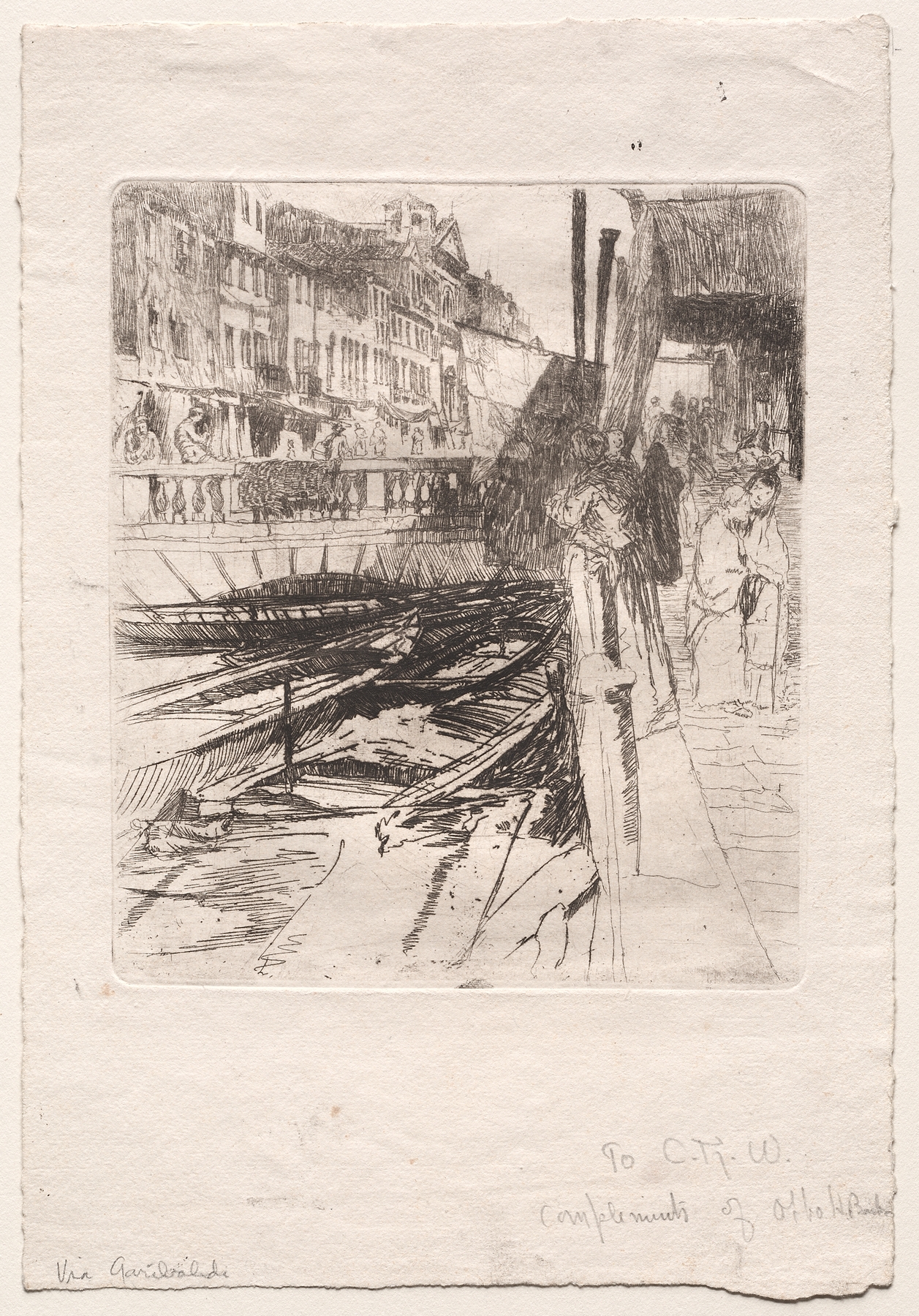 Via Garibaldi by Otto Henry Bacher, oil painting depicting vibrant street architecture