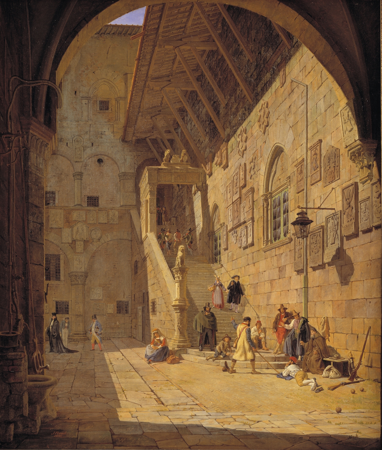 The Courtyard of the Palazzo del Bargello by Jørgen Roed, medium unknown