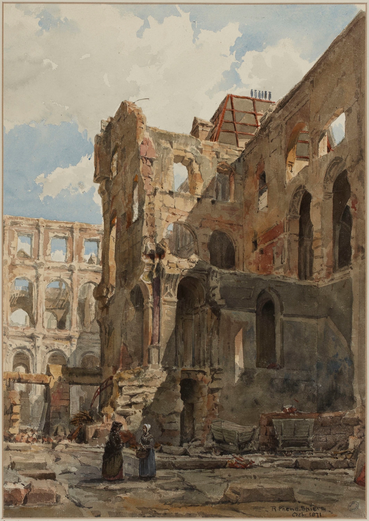 Ruines de l’Hôtel de Ville en 1871, by Richard Phené Spiers, public domain