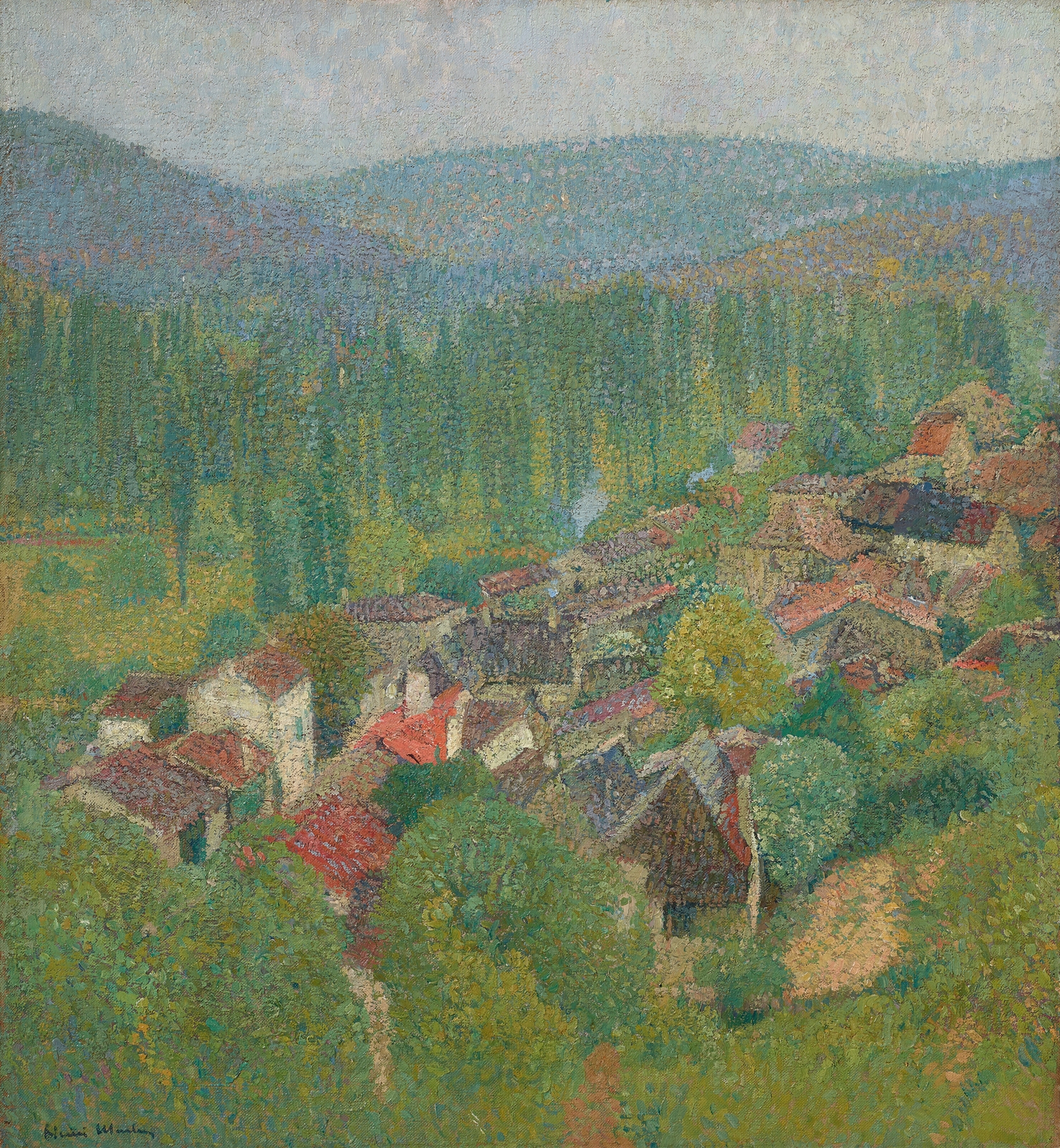 Vue des toits de Labastide-du-Vert en été, oil on canvas by Henri Martin