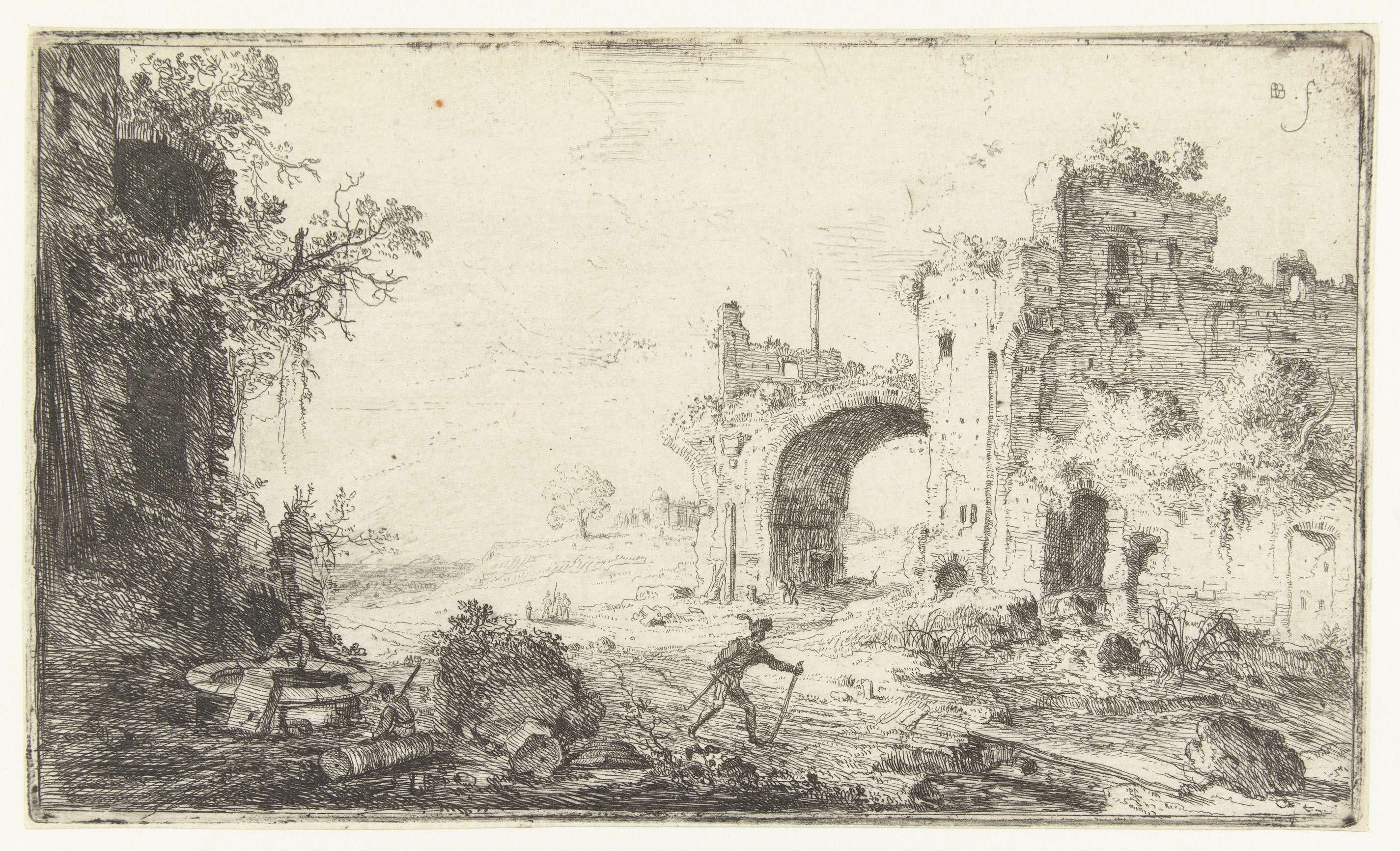 Ruïnes van de thermen van Caracalla etching by Bartholomeus Breenbergh