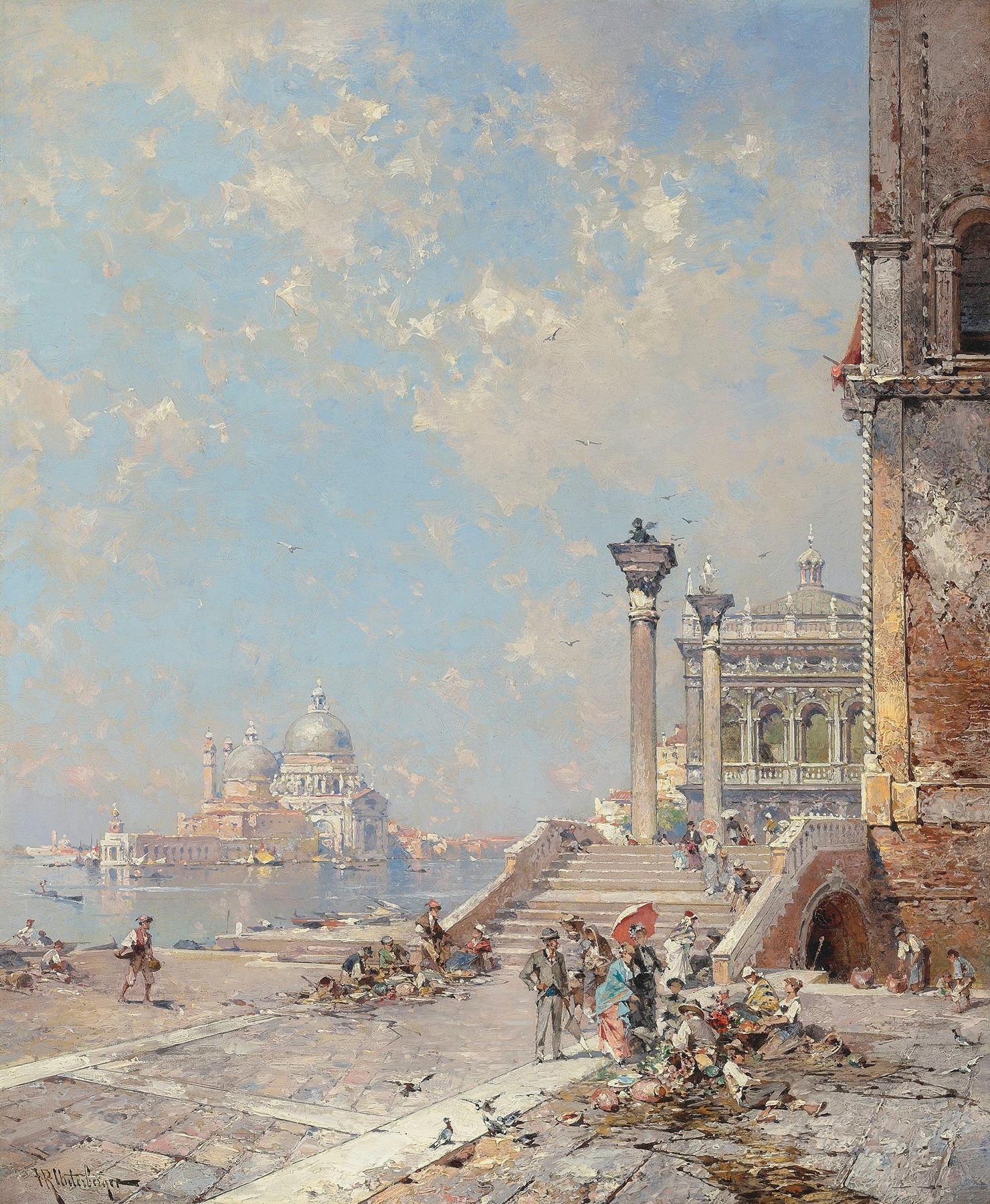 Ponte di Paglia, Riva Schiavoni, Venice, by Franz Richard Unterberger, public domain