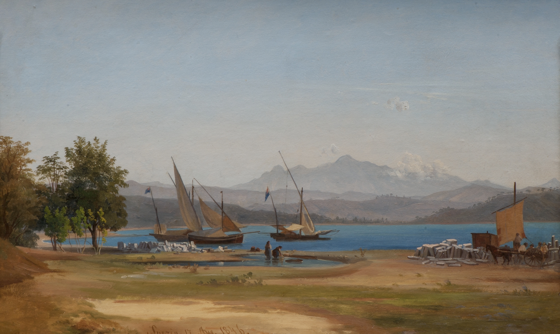 Landscape view from La Spezia, oil painting by Joseph Magnus Stäck