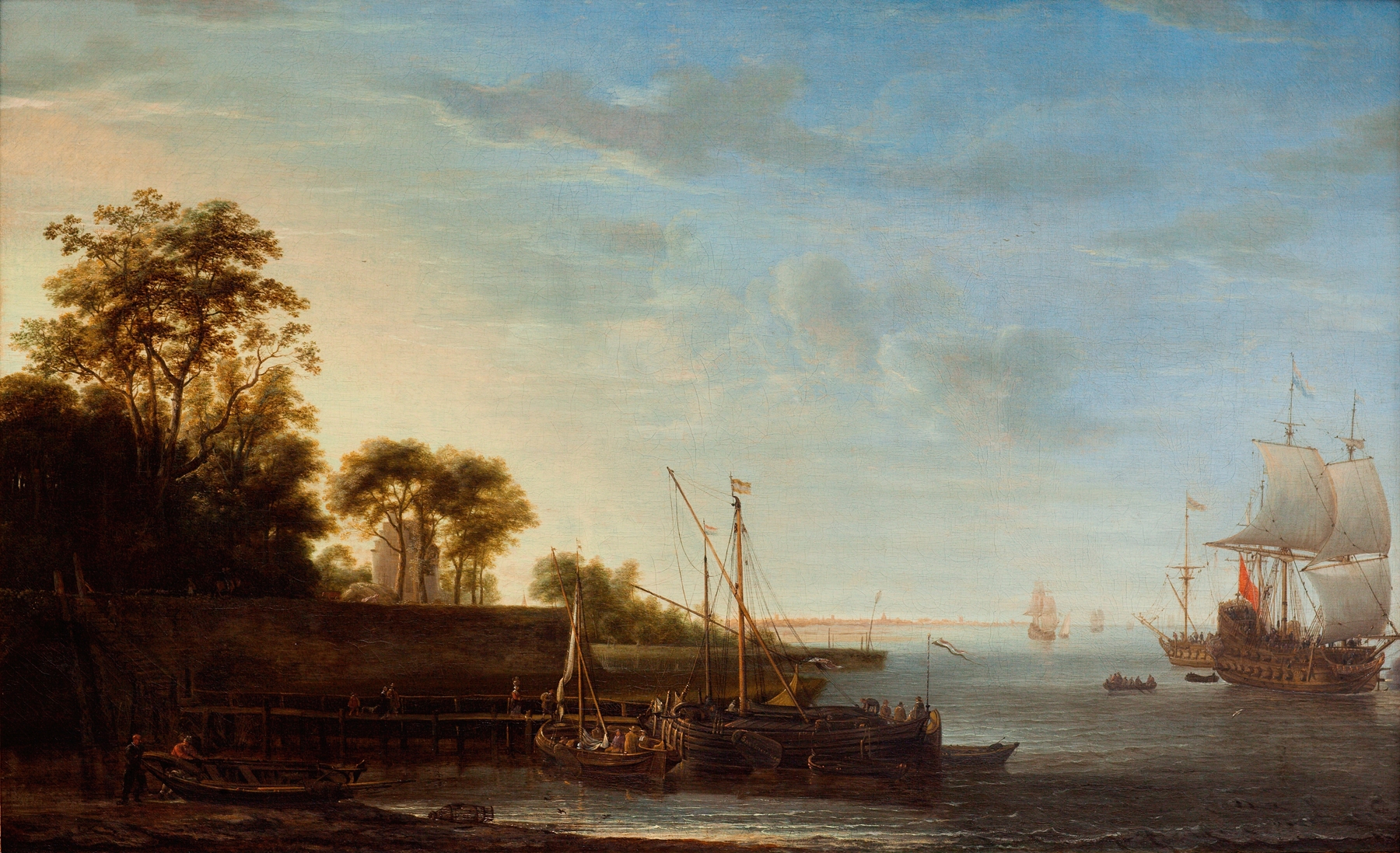 Stretch of coast by the Zuiderzee, by Simon de Vlieger, public domain