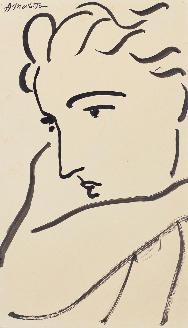 Henri Matisse's 'Profil de femme' features a striking profile of a woman.