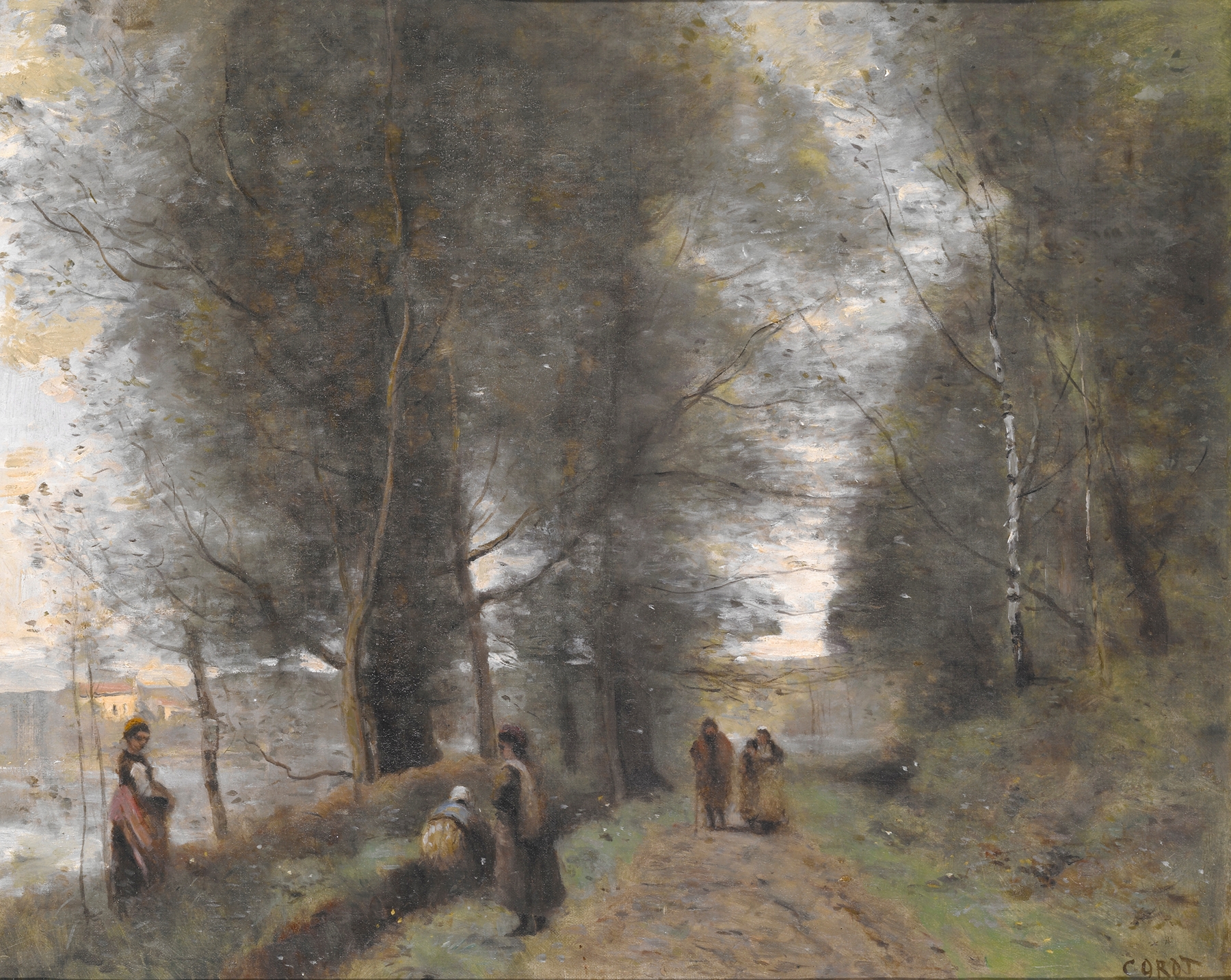 Ville d’Avray, Woodland Path Bordering the Pond, by Jean-Baptiste-Camille Corot, public domain