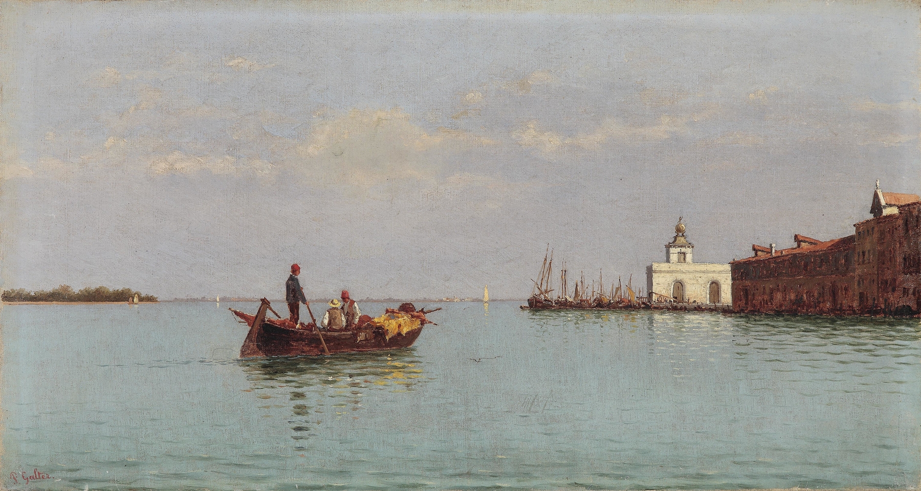 Landscape featuring Punta della Dogana by Pietro Galter, Romanticism style