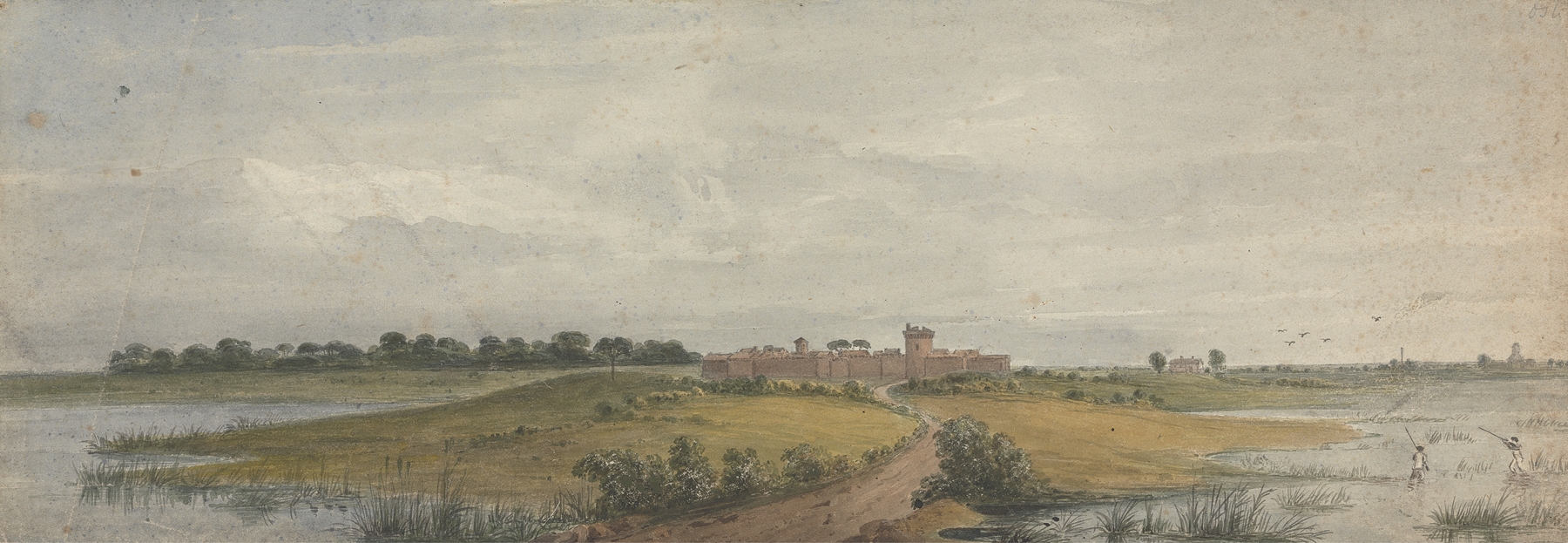 Castle of Ostia and Porte Trojan by Isaac Weld, oil painting depicting ruins and landscape.