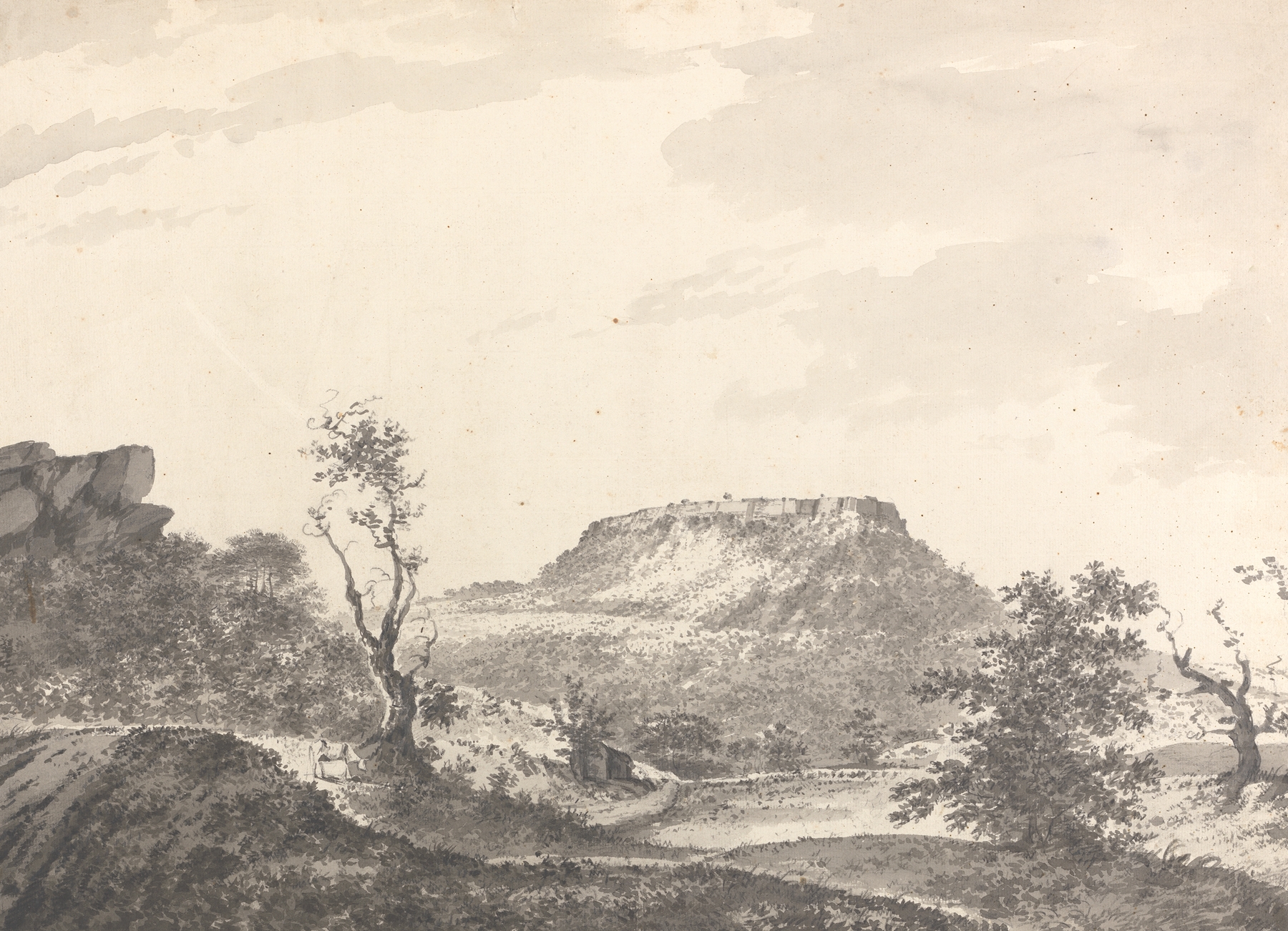 Landscape in ink on paper by William Hodges