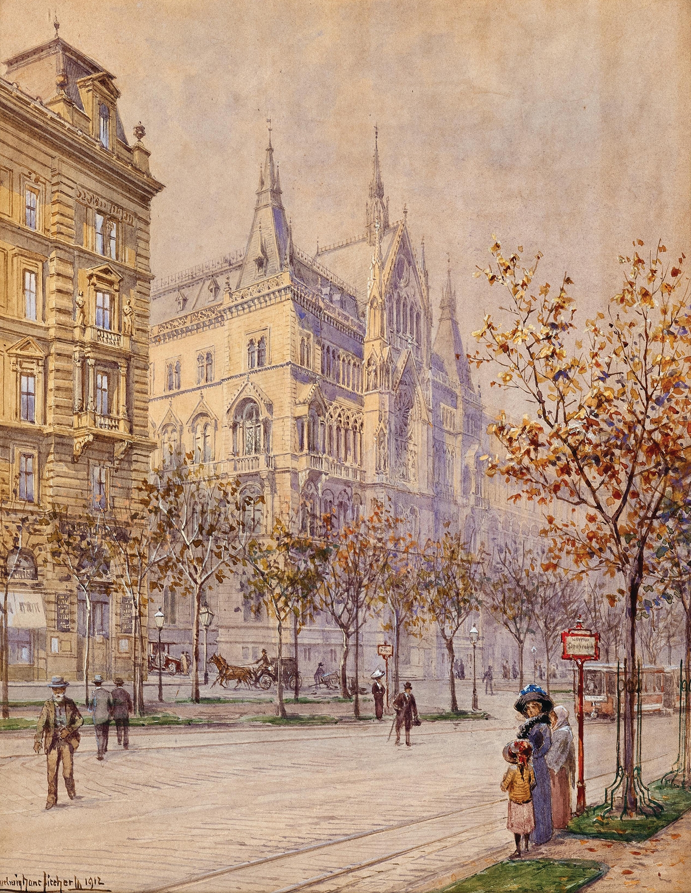 Sühnhaus in Schottenring at Vienna Ringstraße by Ludwig Hans Fischer, medium unknown