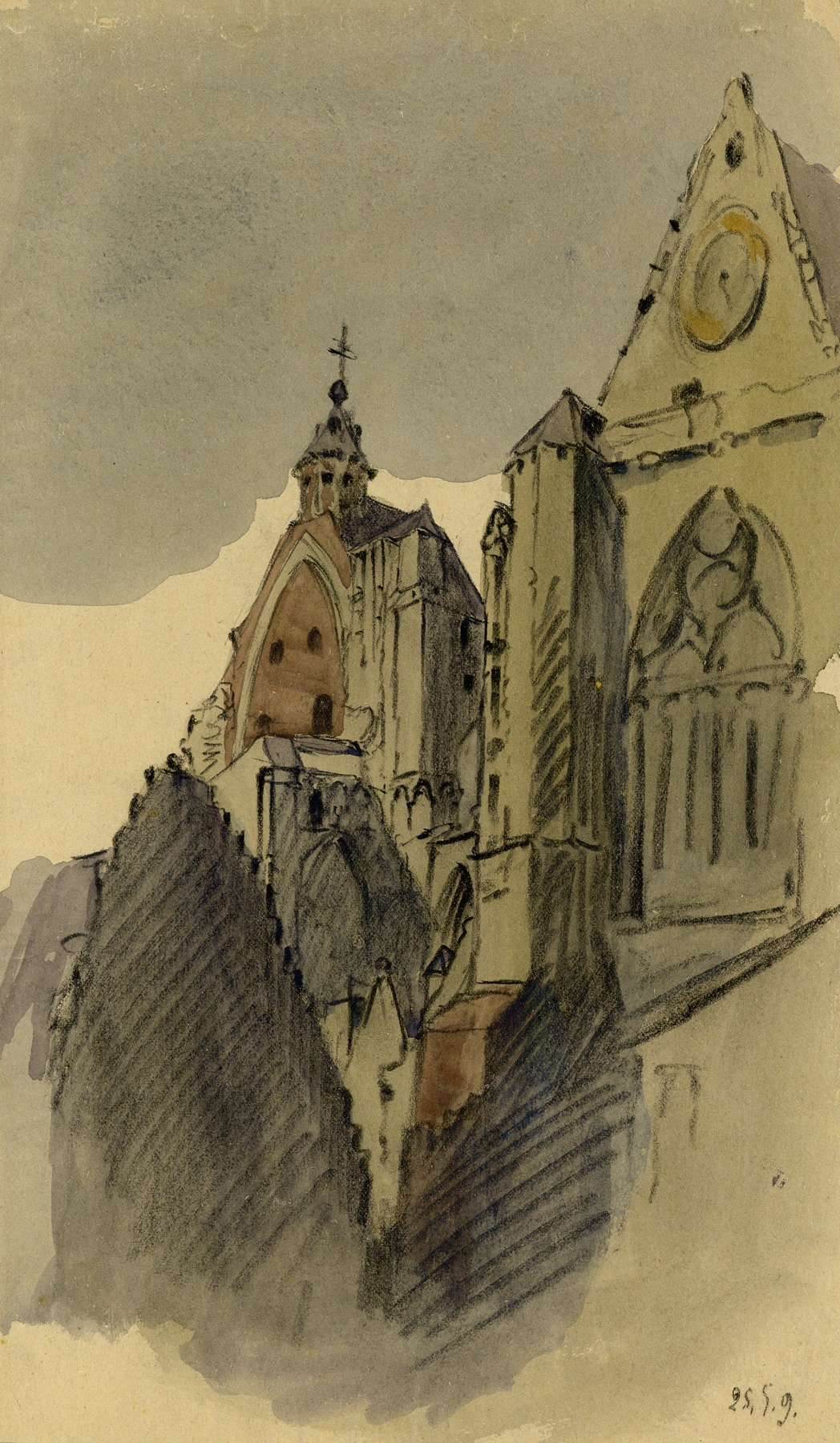 Zijzicht op de OLV – kerk te Mechelen, by Alfred Ost, public domain