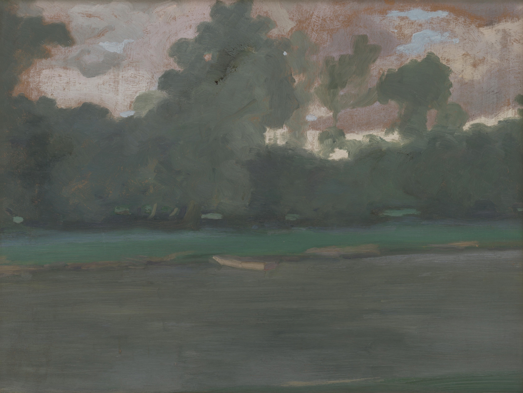 Landscape with water, oil painting by Alexander Kubínyi