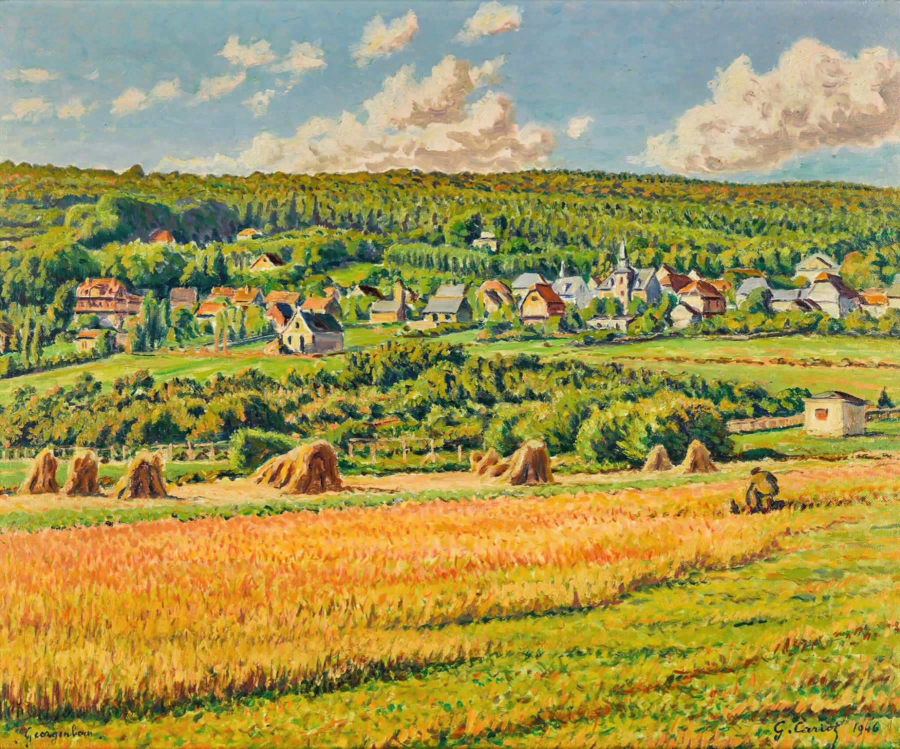 Landscape of Le village de Georgenborn by Gustave Cariot, oil painting