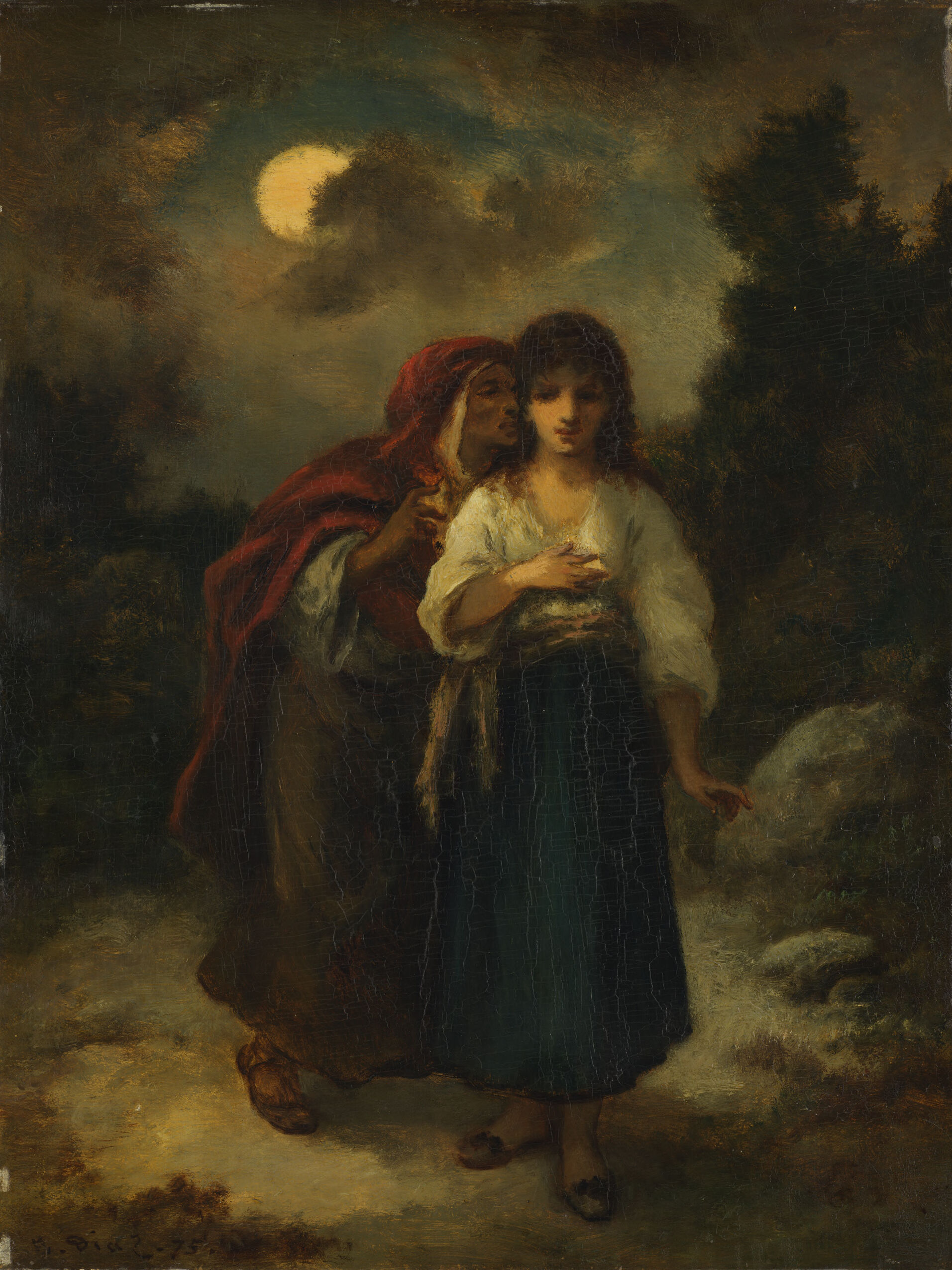 Lush landscape with soft light, oil on canvas by Narcisse Virgile Diaz de la Peña.