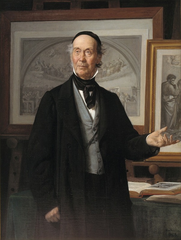 A portrait of Niels Lauritz Høyen by Wilhelm Marstrand.