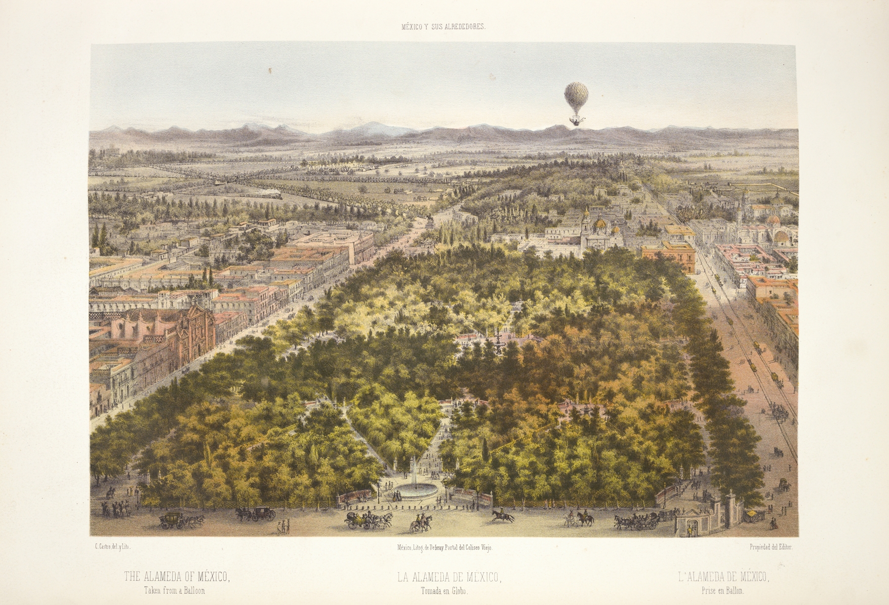 Landscape of The Alameda of Mexico by C. Castro in an unknown medium.