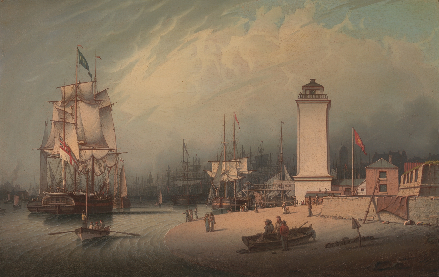 The Low Lighthouse, North Shields, by Robert Salmon, public domain