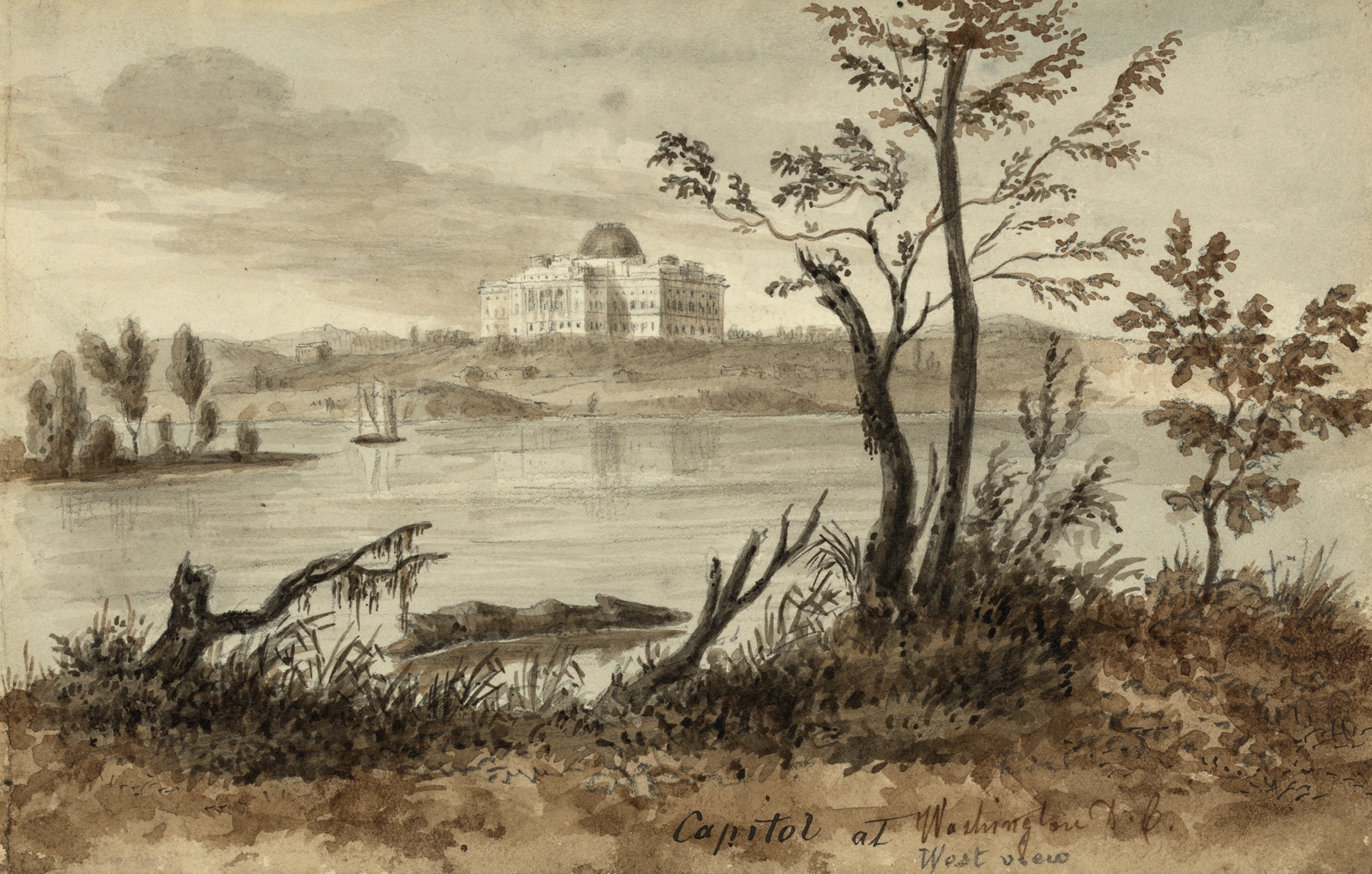 Capitol at Washington D.C.– West view, by Augustus Köllner, public domain