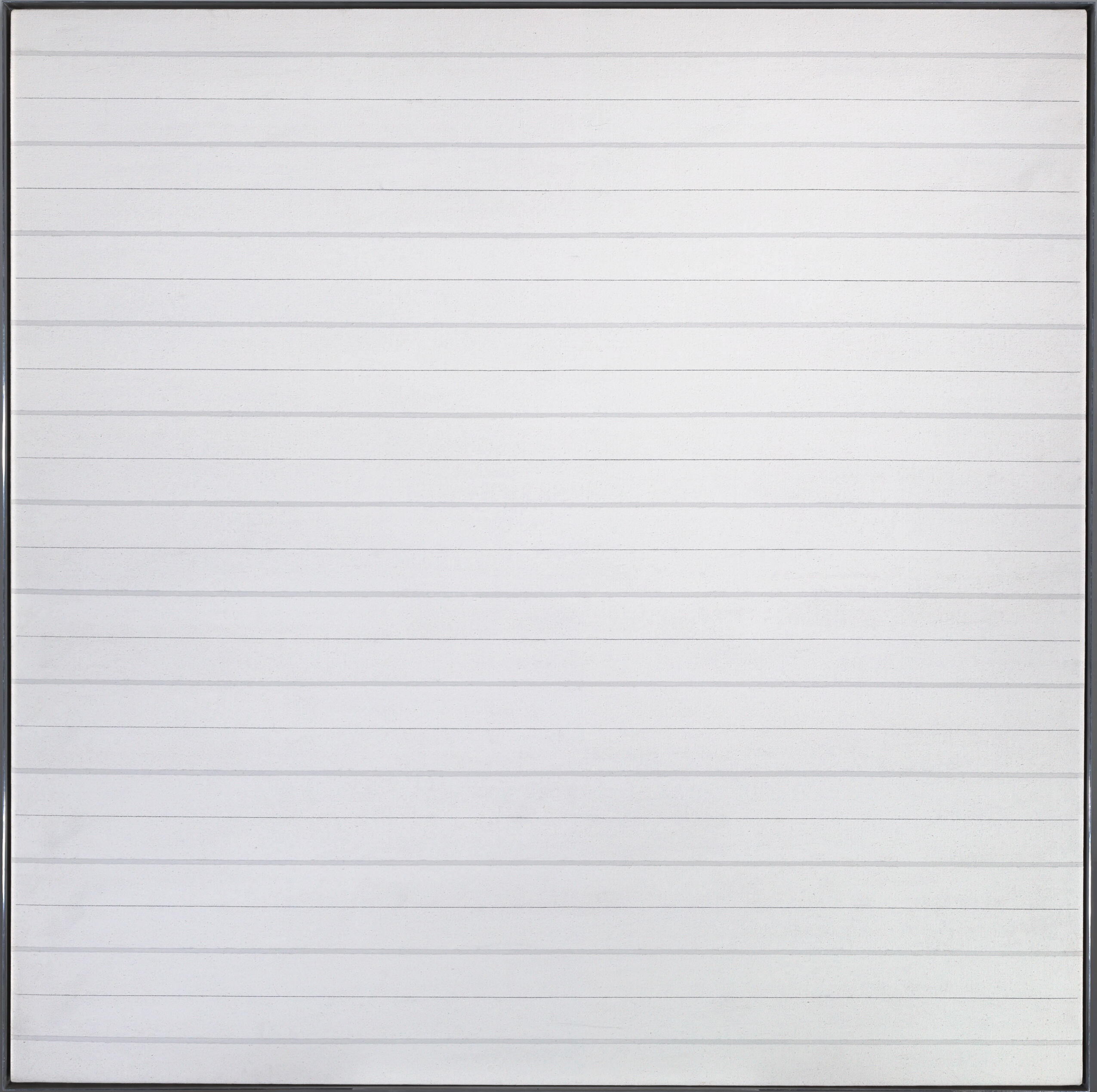 Delicate lines in acrylic on canvas by Agnes Martin