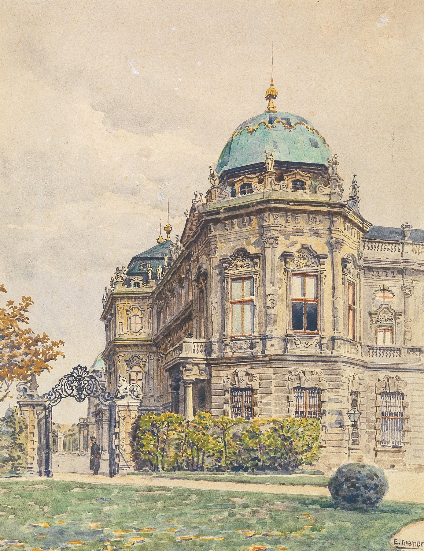 Eingang zum Oberen Belvedere by Ernst Graner, romantic architecture, oil painting