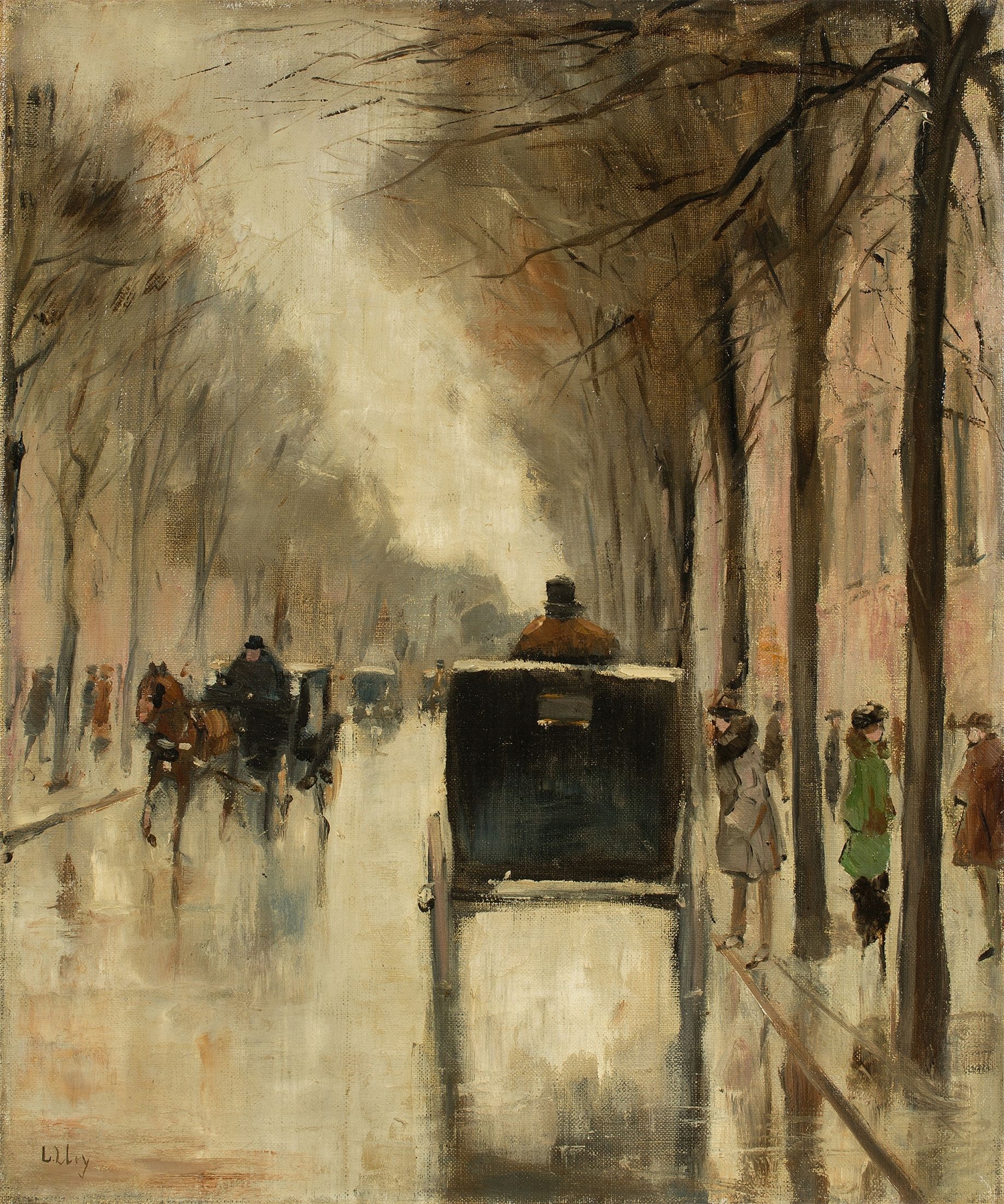 Berliner Straßenszene im Spätherbst, by Lesser Ury, public domain