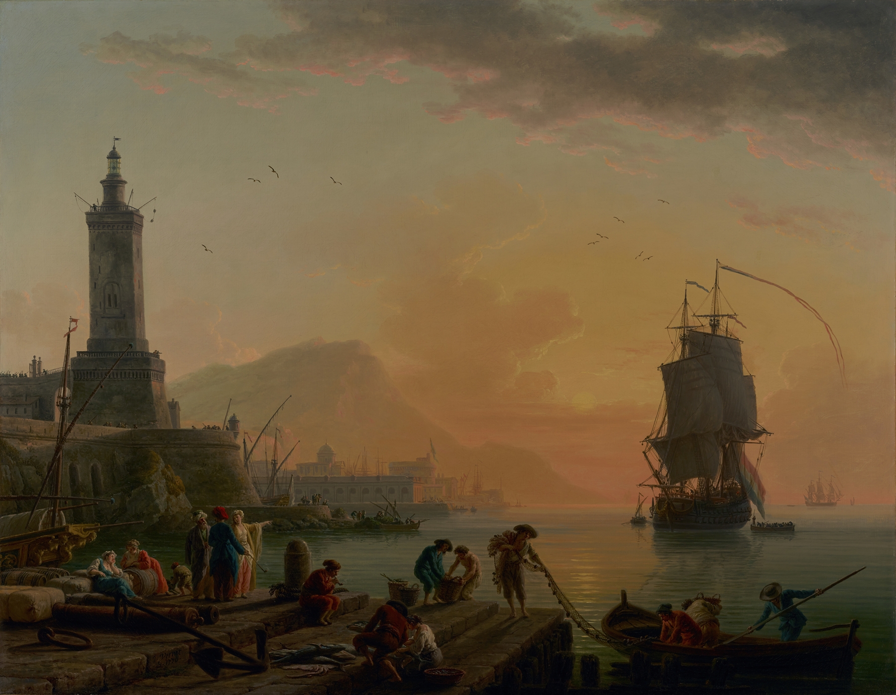 A Calm at a Mediterranean Port, by Claude-Joseph Vernet, public domain