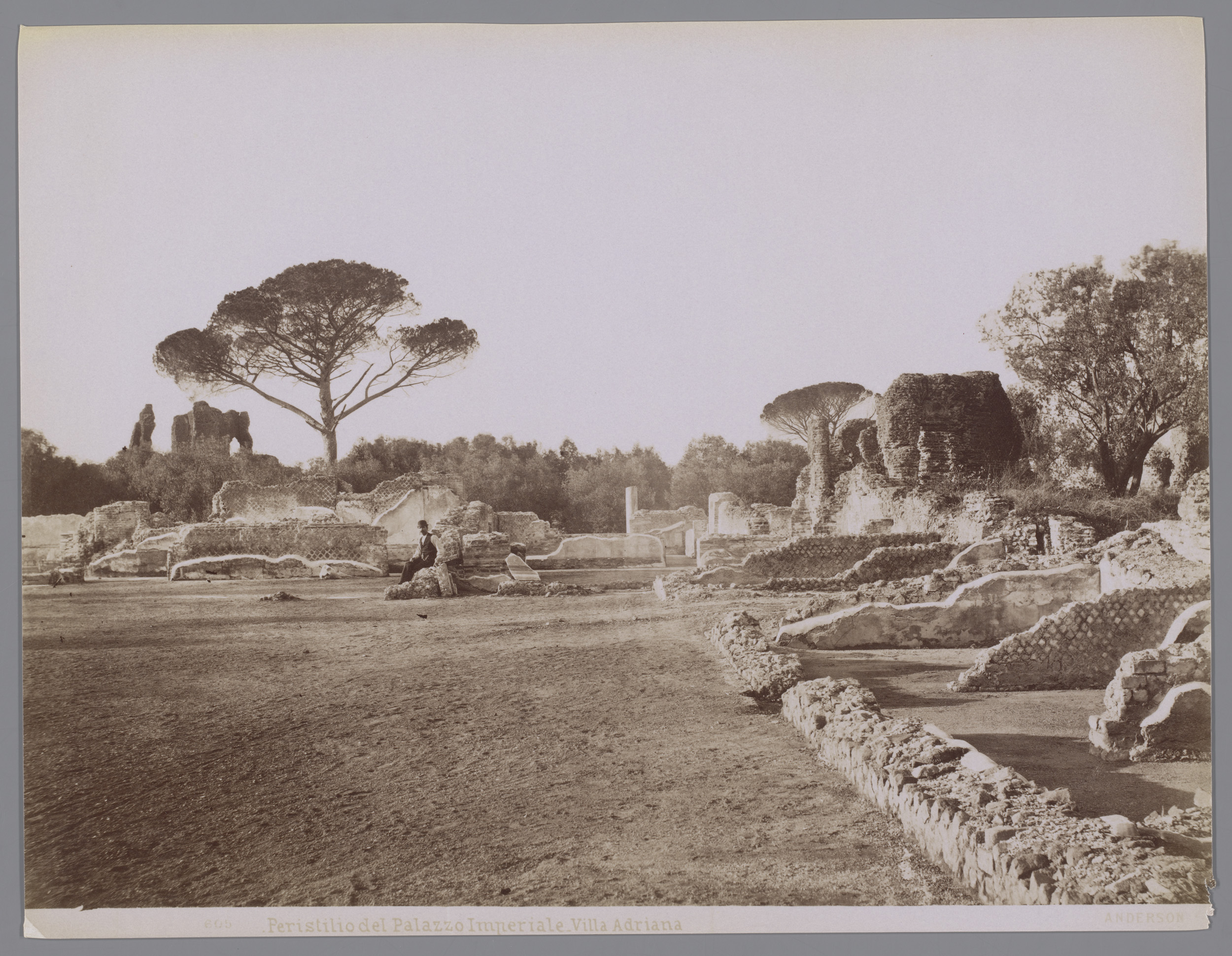 Albumen print by Anderson depicting ancient columns and ruins