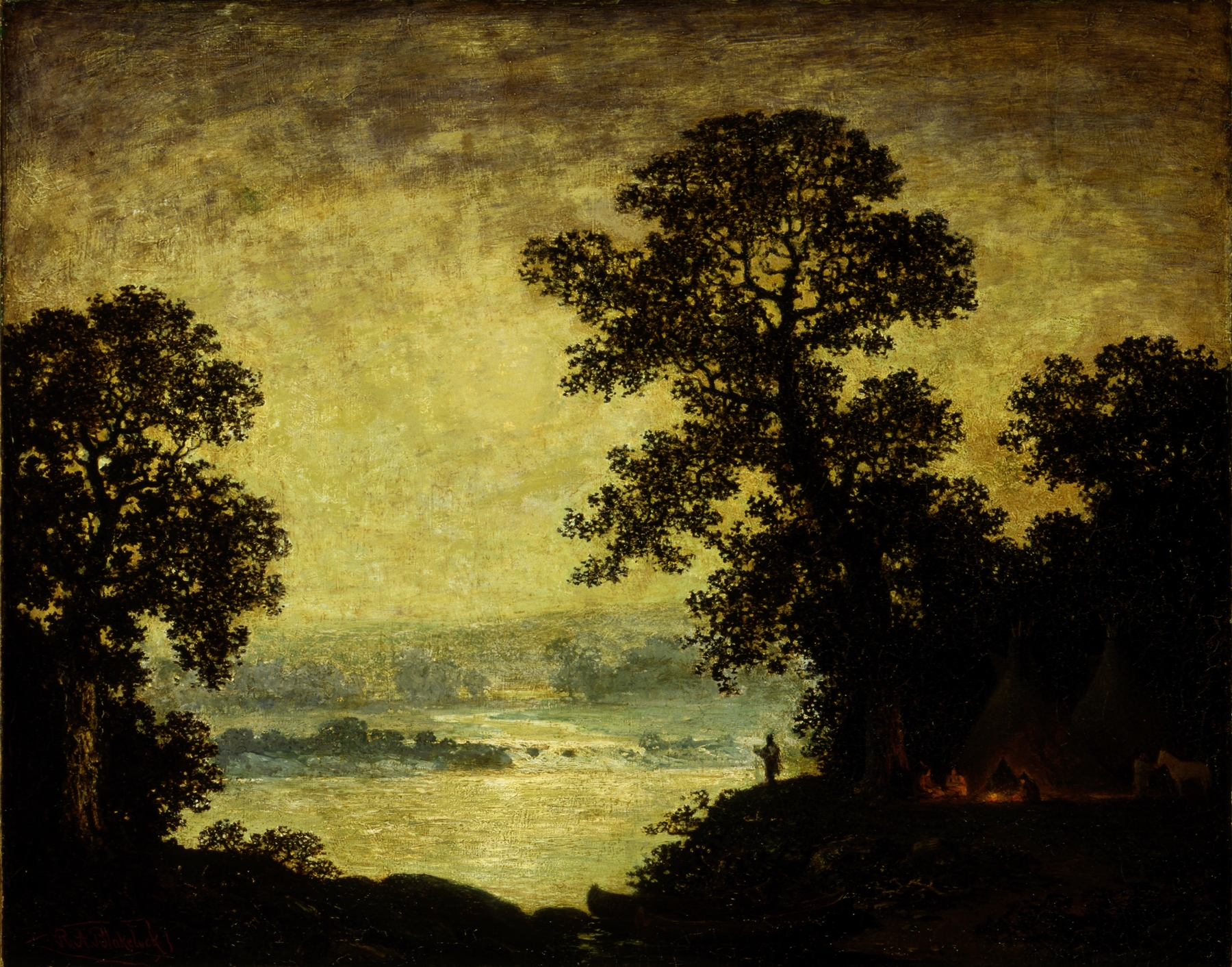 Moonlight, Indian Encampment, by Ralph Albert Blakelock, public domain