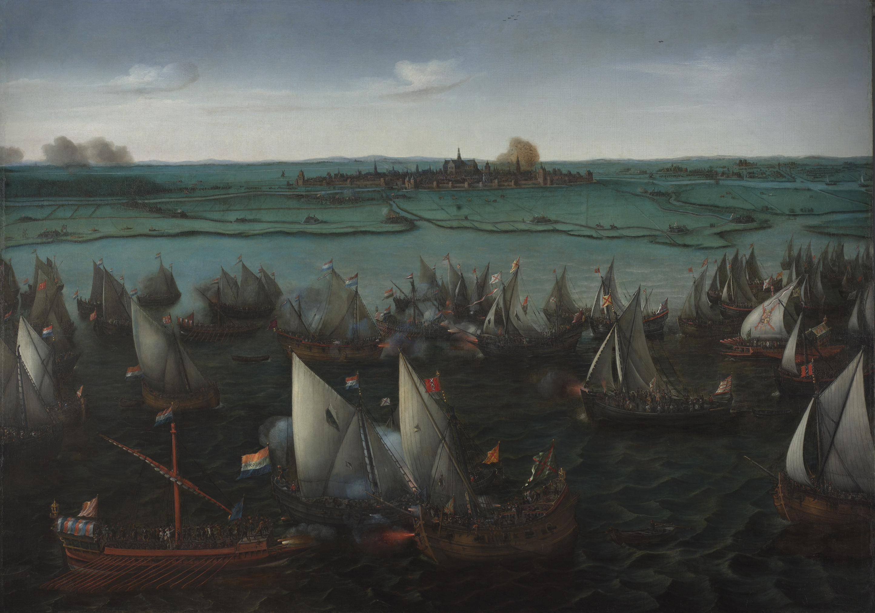 Battle between Dutch and Spanish Ships on the Haarlemmermeer, by Hendrick Cornelisz Vroom, public domain