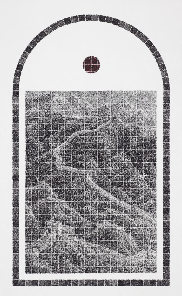 The Great Wall Snaking through the Mountains, ink on paper by Lee Chun-Yi