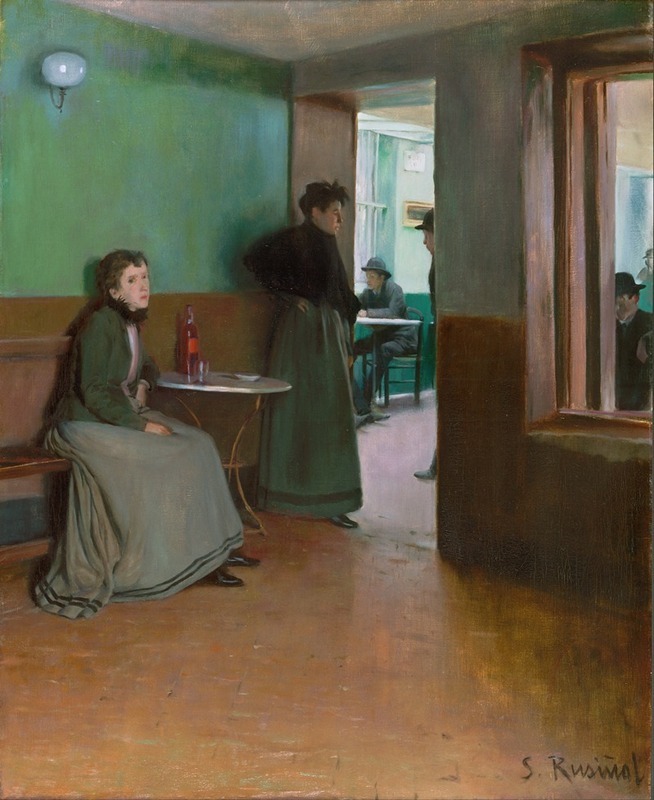 Santiago Rusiñol's 'Interior Of A Café' captures a lively café scene.