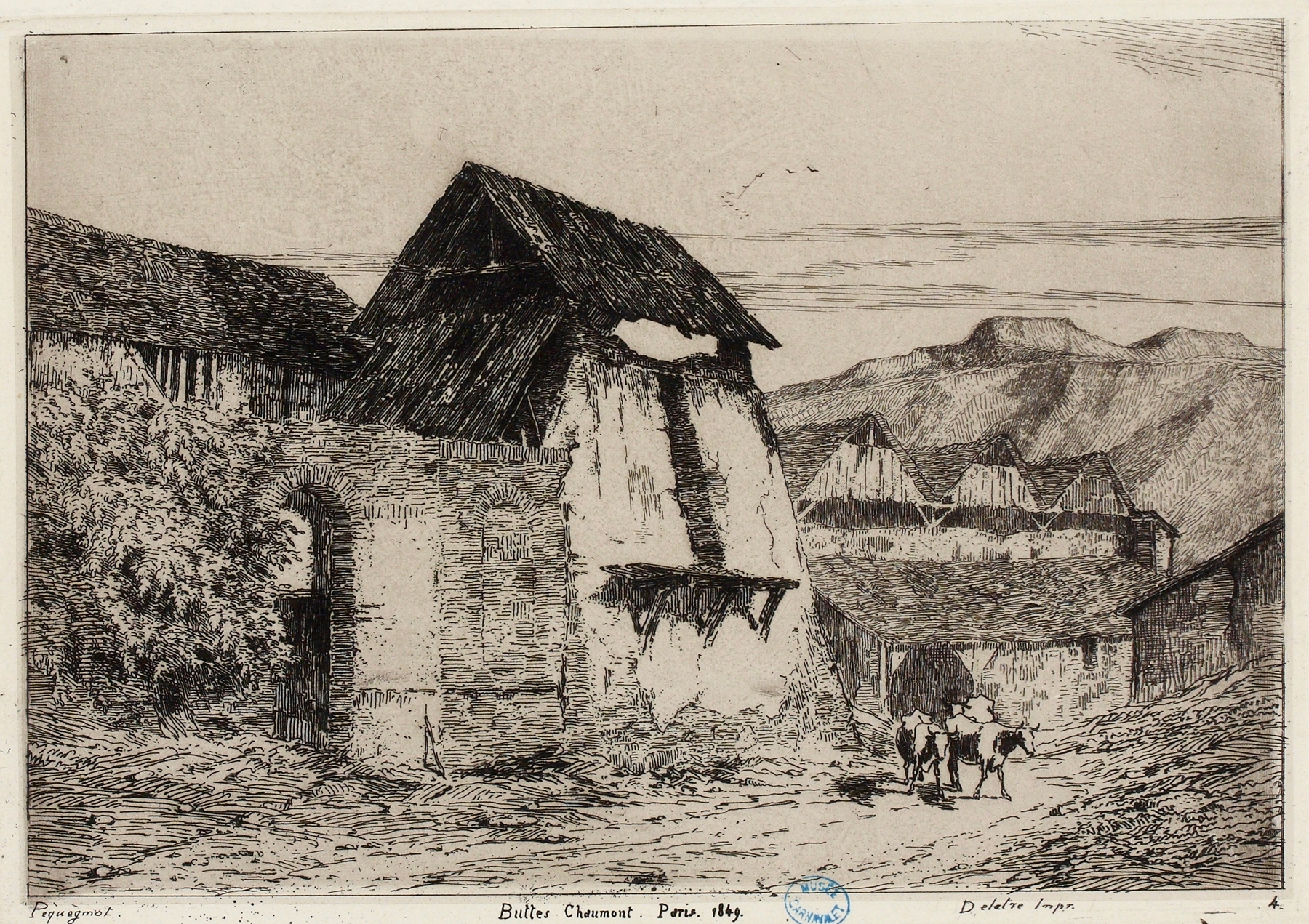 Buttes Chaumont, Paris, oil on canvas by Auguste Péquégnot