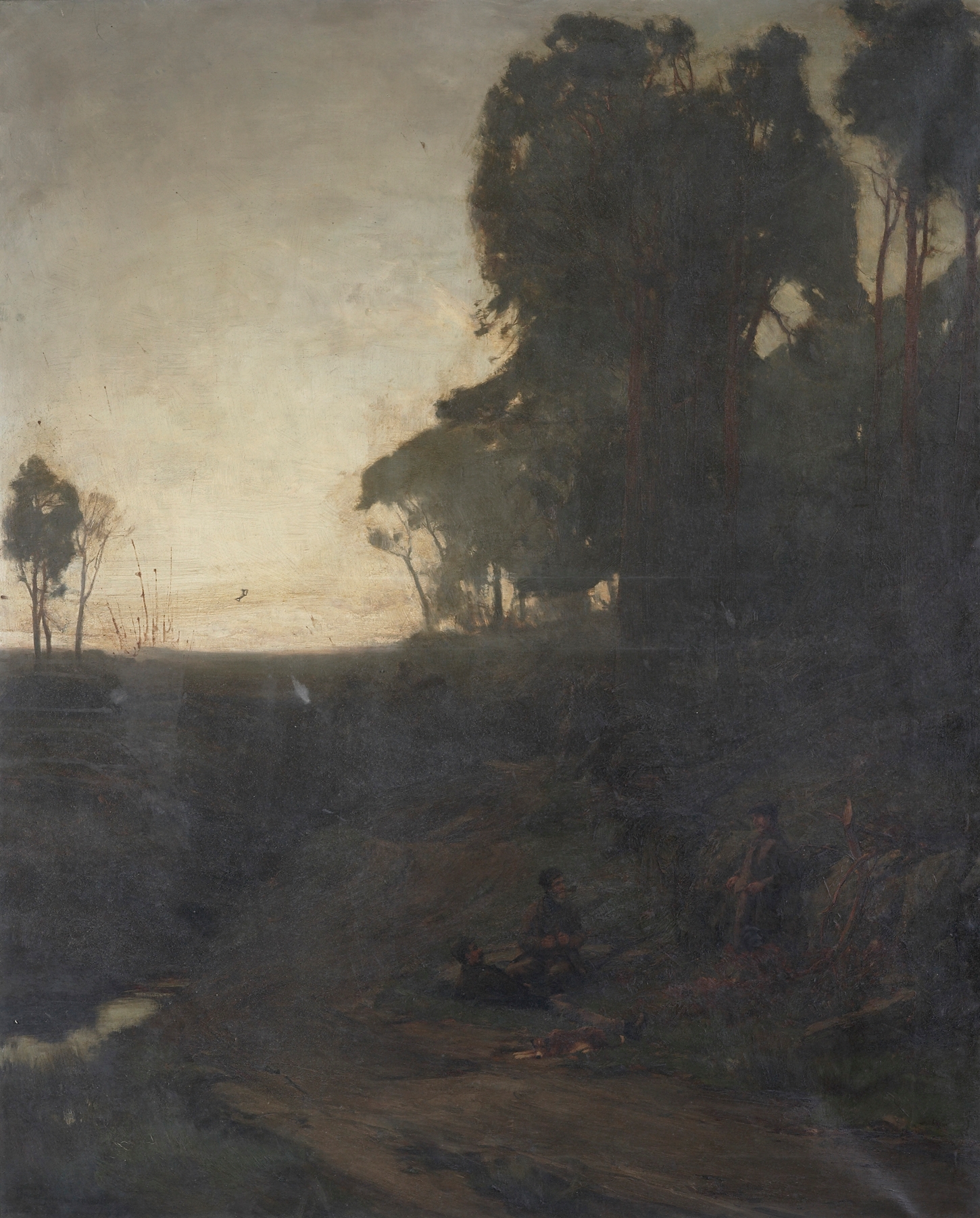 Landscape depicting twilight by David Farquharson, oil painting