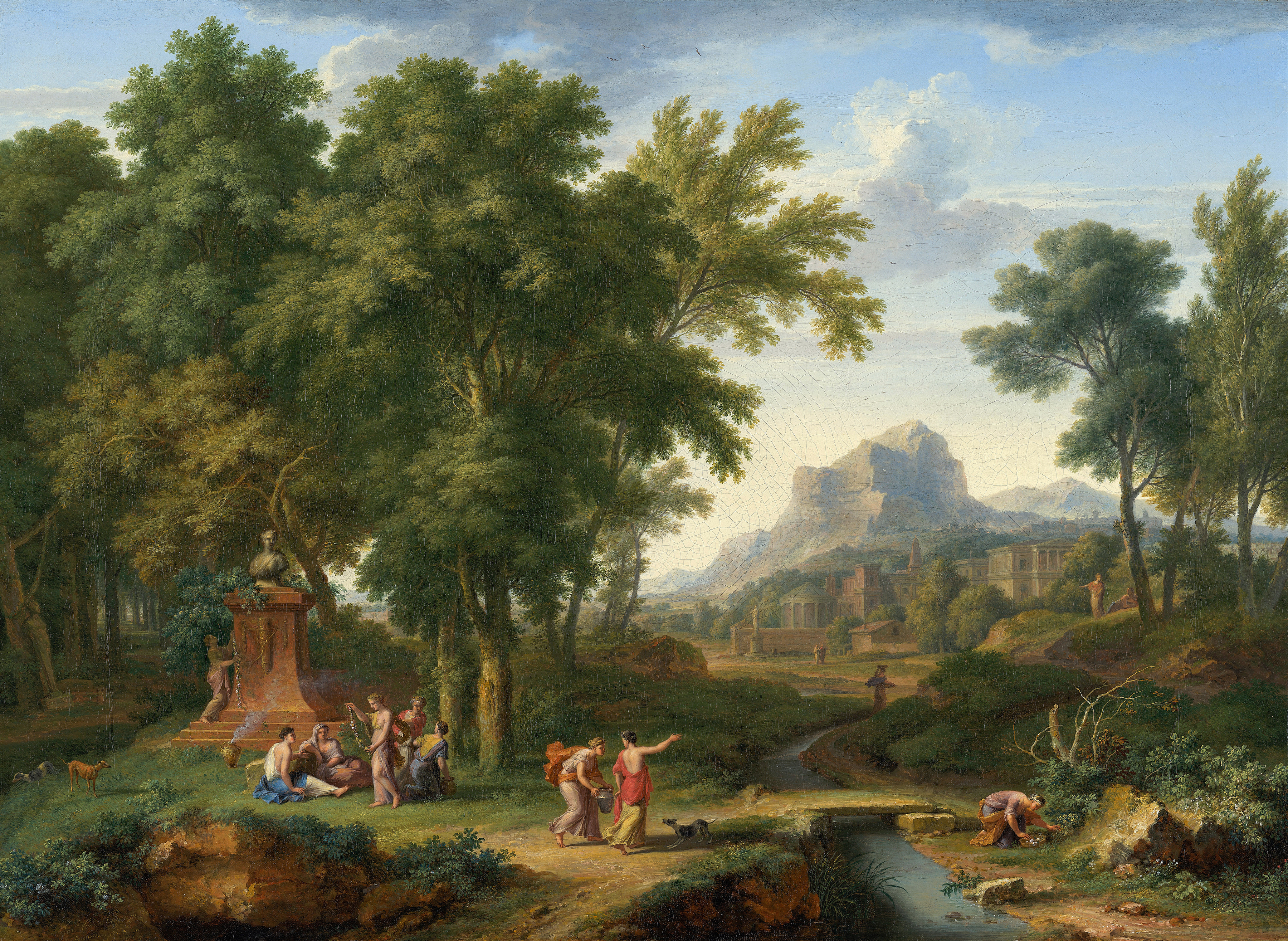 Arcadian Landscape with a Bust of Flora, by Jan van Huysum, public domain