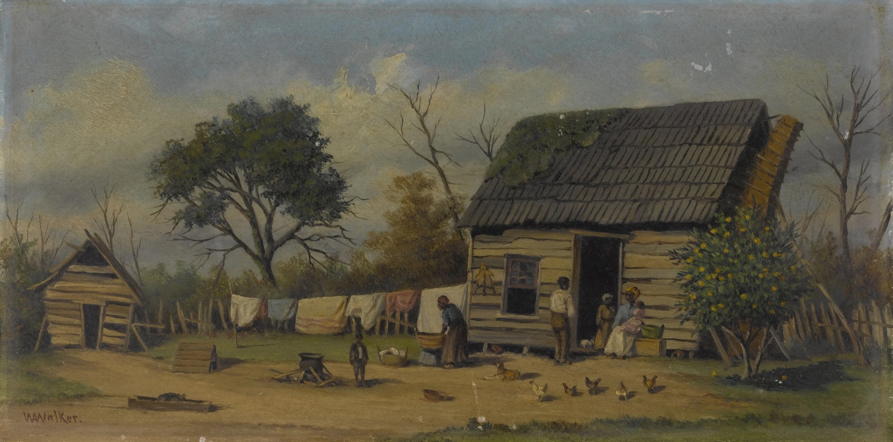 Wash Day by William Aiken Walker, realism, figures doing laundry in sunlight