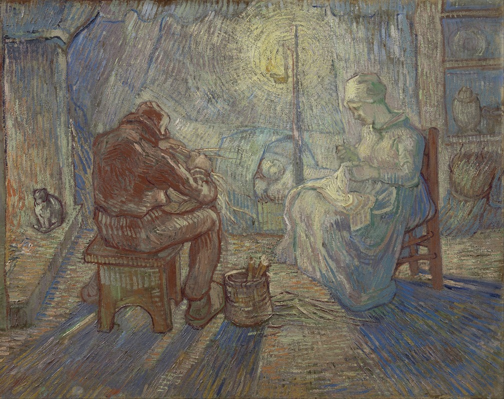 Vincent van Gogh's 'Night (After Millet)' captures a serene night scene with expressive brushwork.
