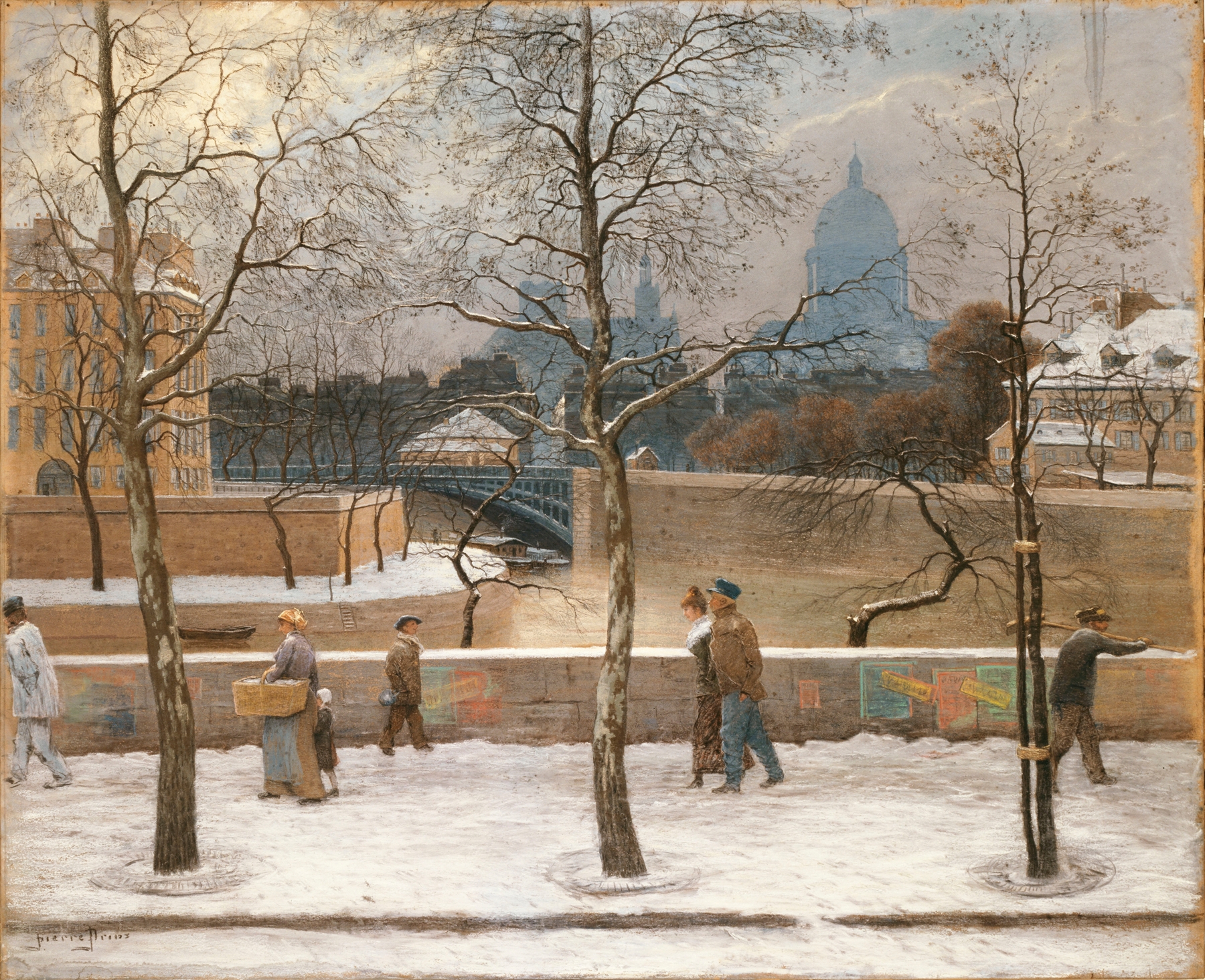 Oil painting by Pierre-Ernest Prins depicting the Seine at twilight.