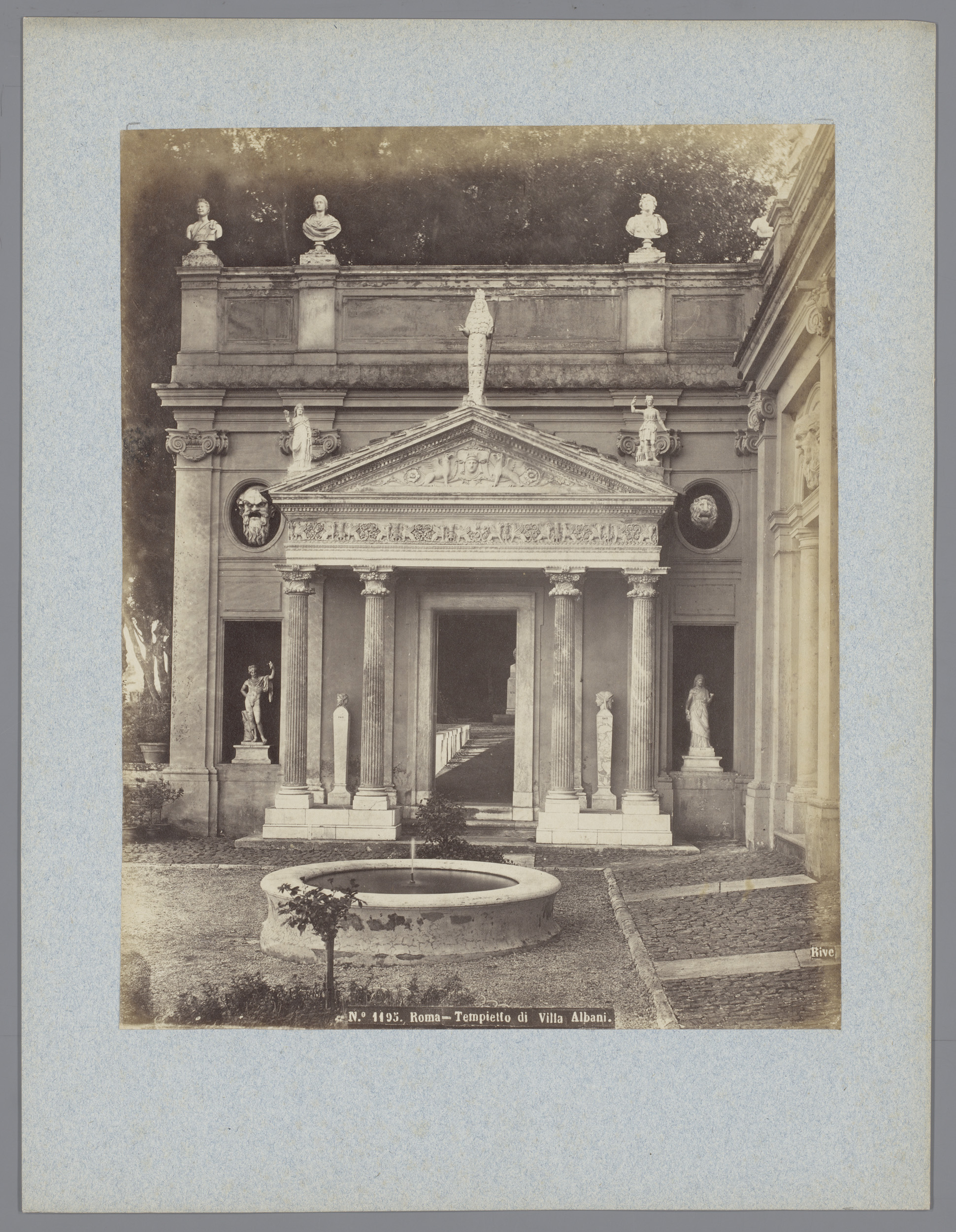 Temple at Villa Albani in Rome, albumen print by Roberto Rive