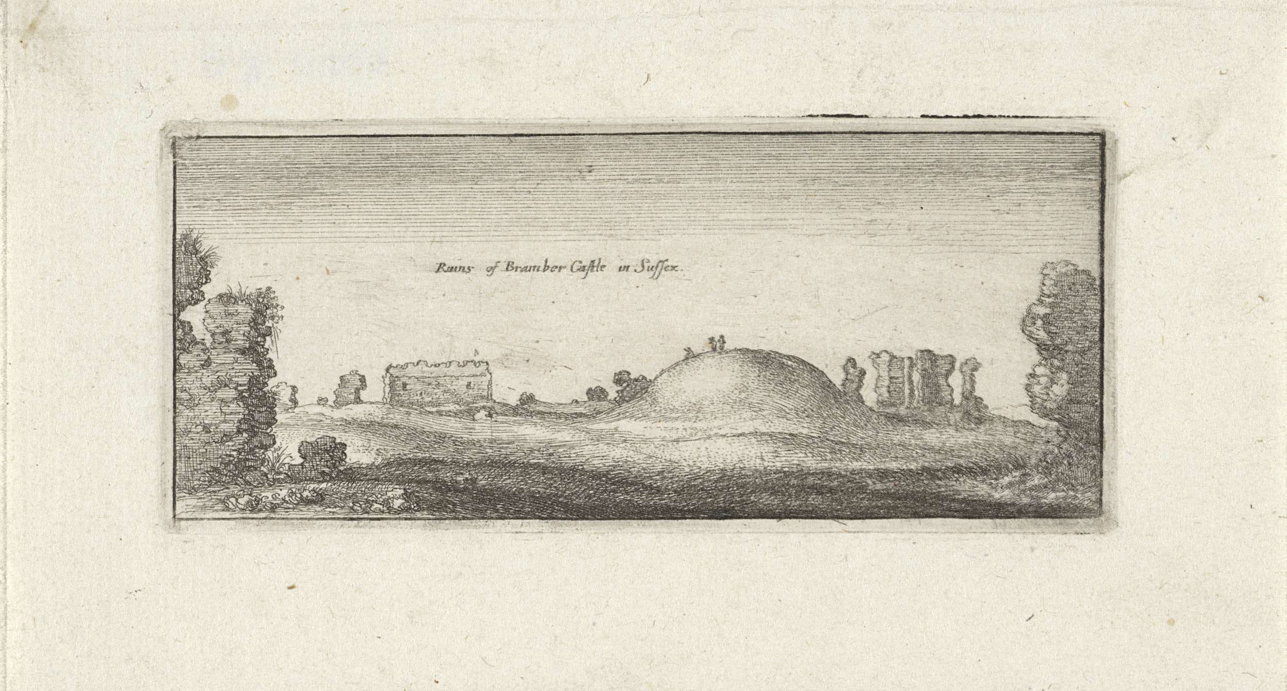 Ruins of Bramber Castle in an etching by Wenceslaus Hollar